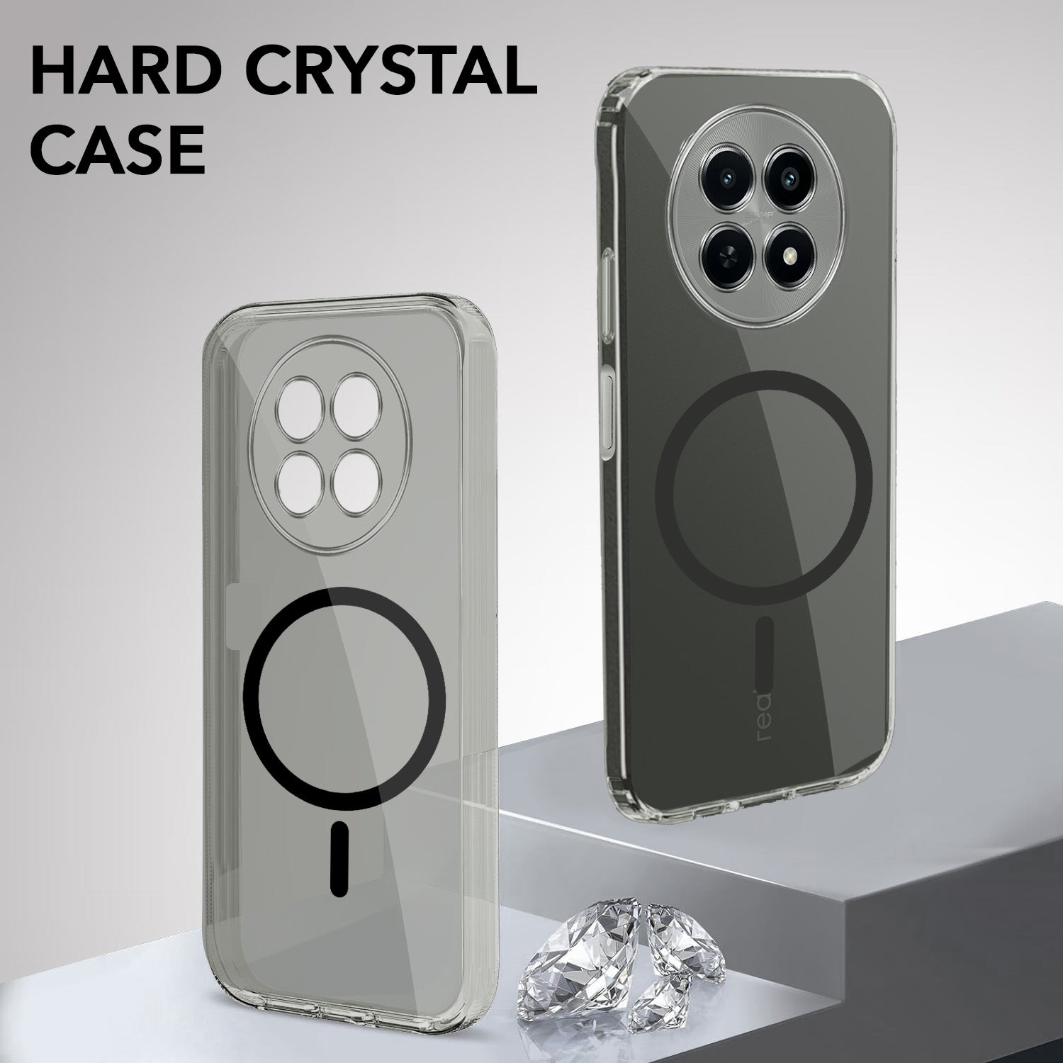 For Realme C65 5G Back Cover Case Lifetime Anti-Yellow MagSafe Compatible Clear (Sleek Hard Crystal | Shockproof and Camera Protection)