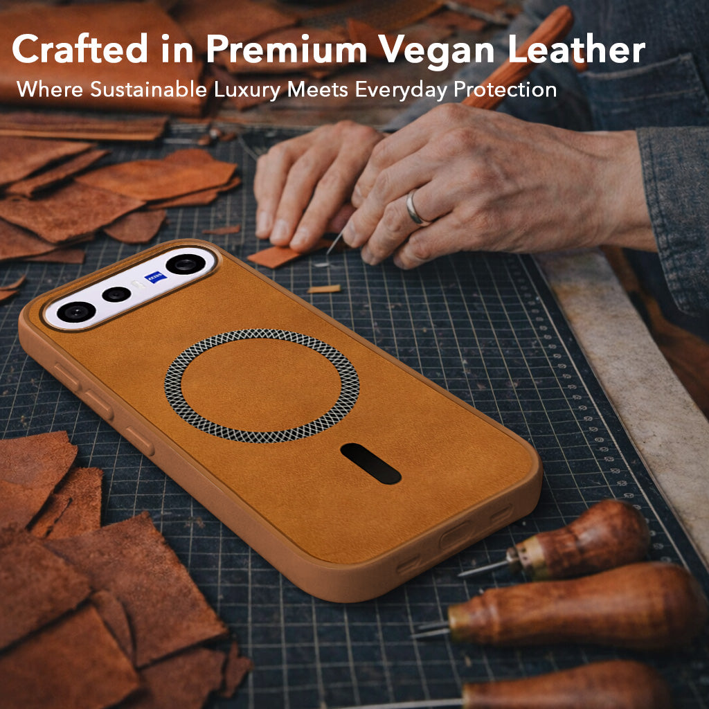For Vivo X300 FE Back Cover Case Leather Finish (MagSafe Compatible Wireless Charging | Soft Touch | Camera Bump Protection)