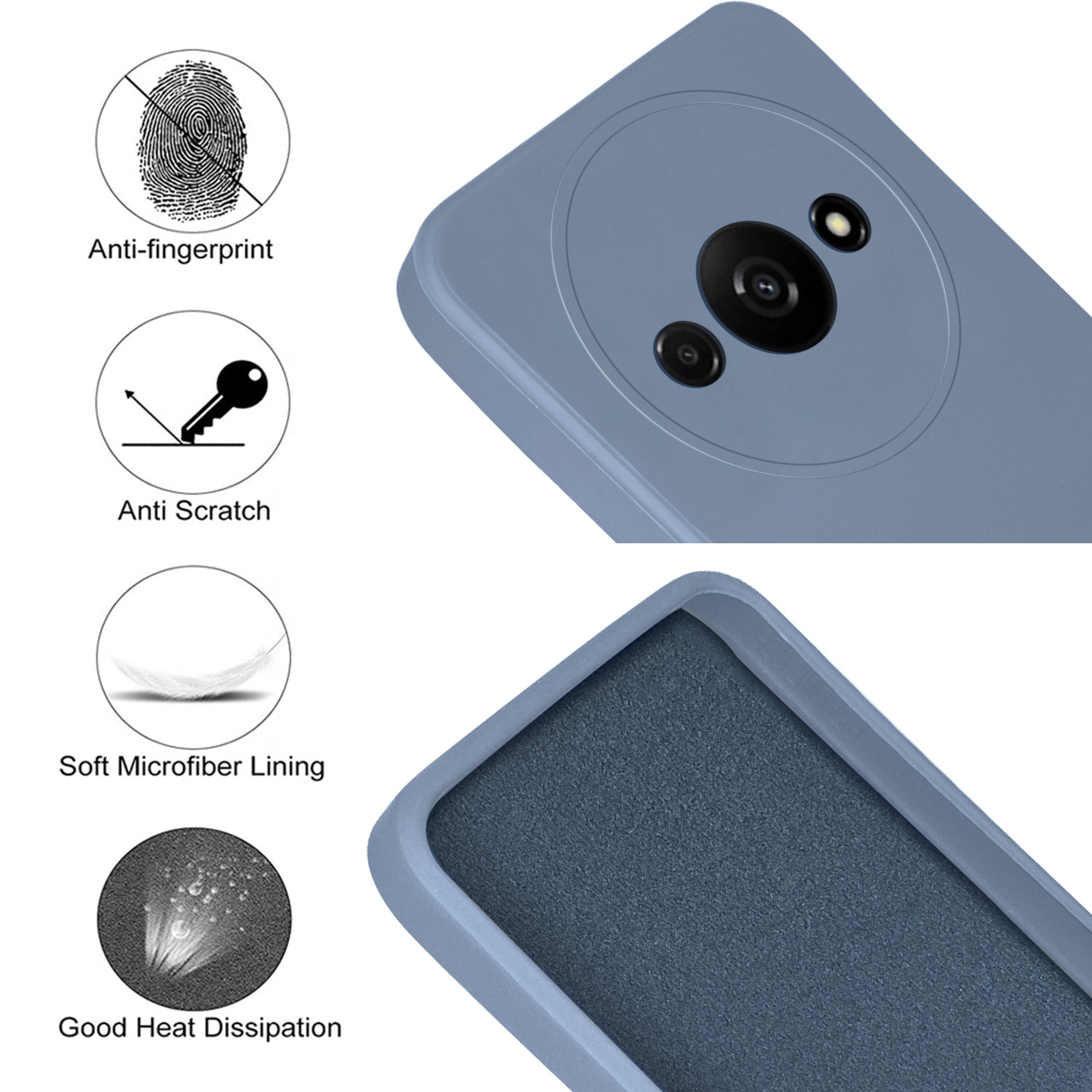 For Xiaomi Redmi A3 Back Cover Case (Matte Finish Silicone with Inside Fiber Cloth)