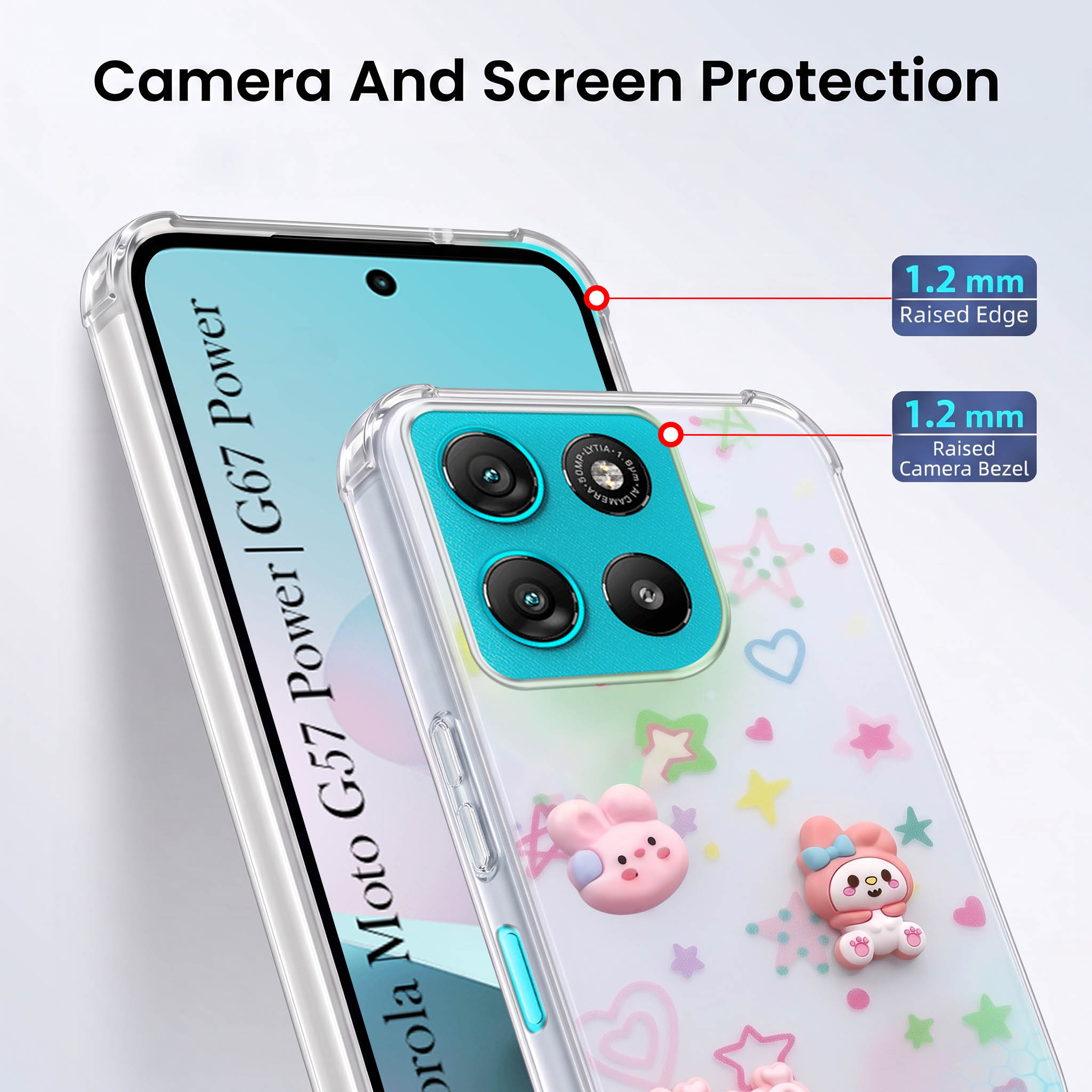 For Motorola Moto G67 Power | G57 Power Back Cover Case (3D Cute Cartoons | Hard Back Side Soft | Matte Premium Finish | HD Printing)