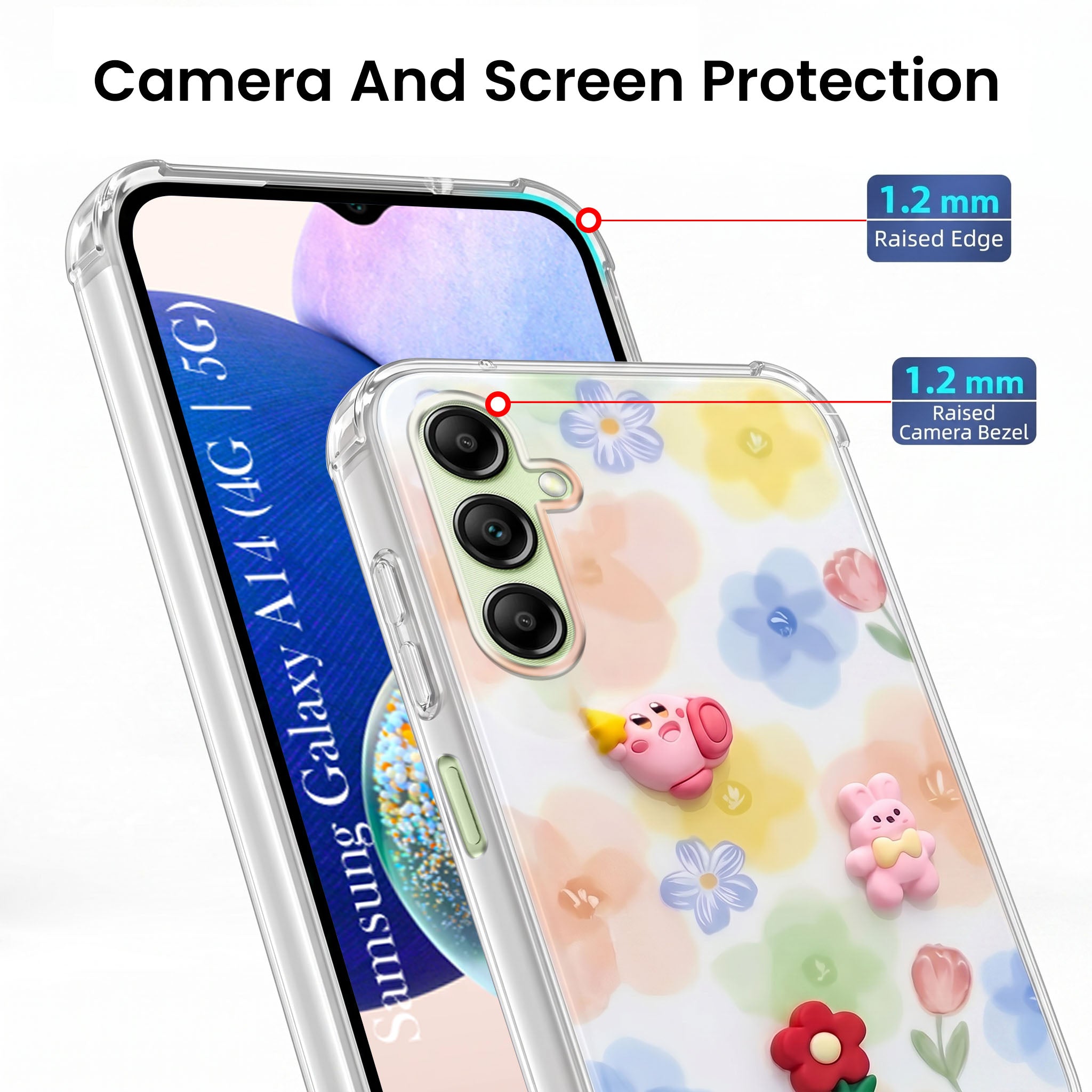 For Samsung Galaxy A14 4G | 5G Back Cover Case (3D Cute Cartoons | Hard Back Side Soft | Matte Premium Finish | HD Printing)