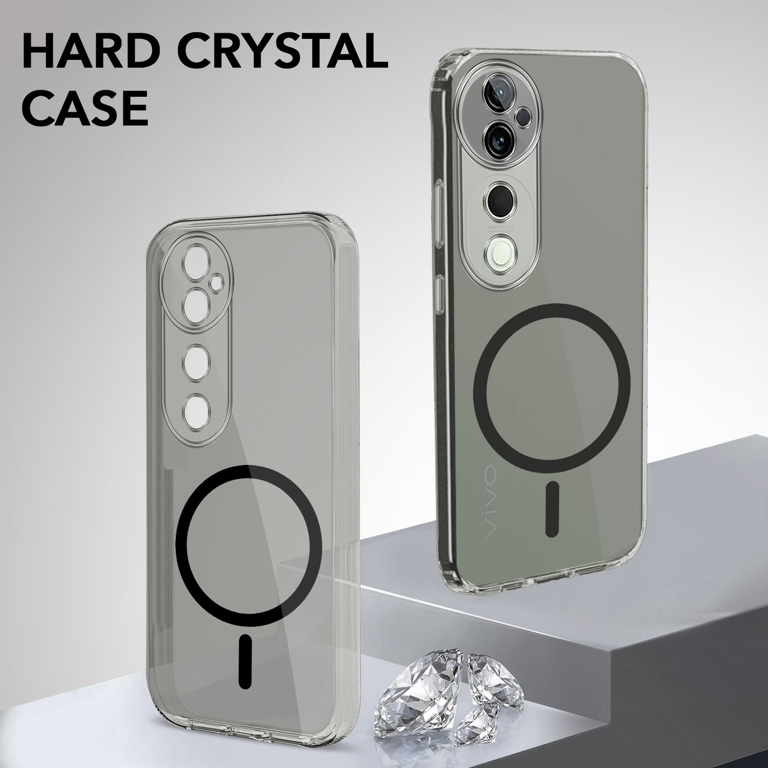 For Vivo T3 Ultra Back Cover Case Lifetime Anti-Yellow MagSafe Compatible Clear (Sleek Hard Crystal | Shockproof and Camera Protection)