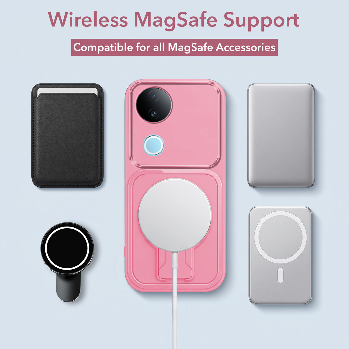 For Vivo iQOO Z10R Back Case Cover Metallic (Hybrid Armor Kickstand | MagSafe Compatible | Camera Protection Shockproof)