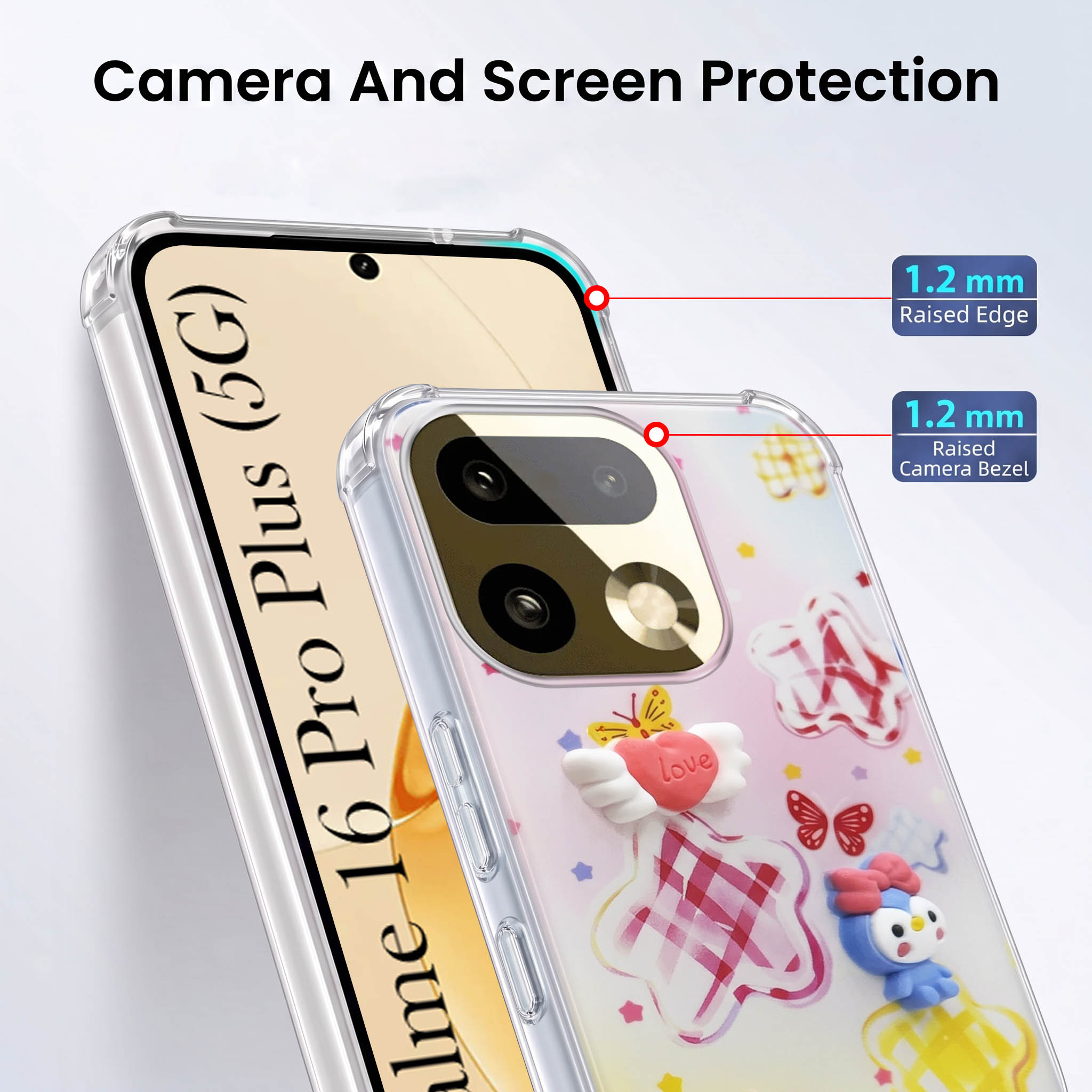 For Realme 16 Pro Plus 5G Back Cover Case (3D Cute Cartoons | Hard Back Side Soft | Matte Premium Finish | HD Printing)