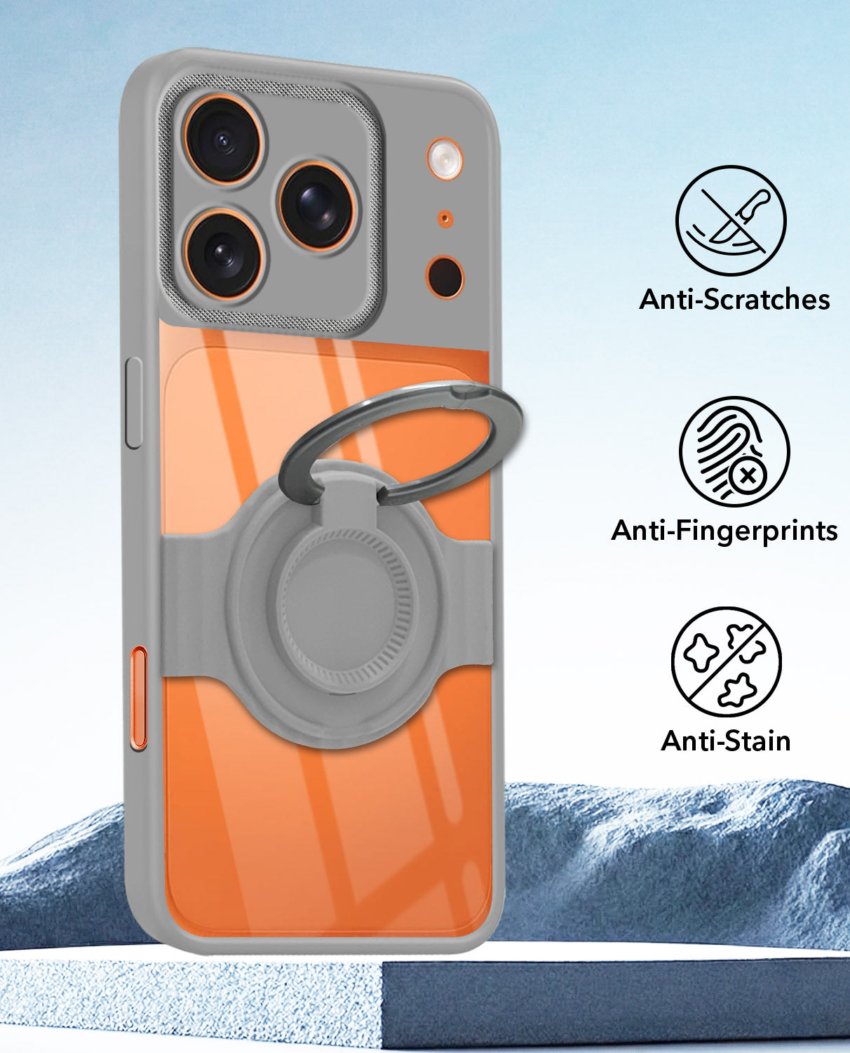For Apple iPhone 17 Pro Max Back Cover Case with stand (Built-in Ring Holder Kickstand | Lifetime Anti Yellow | Camera Protection)