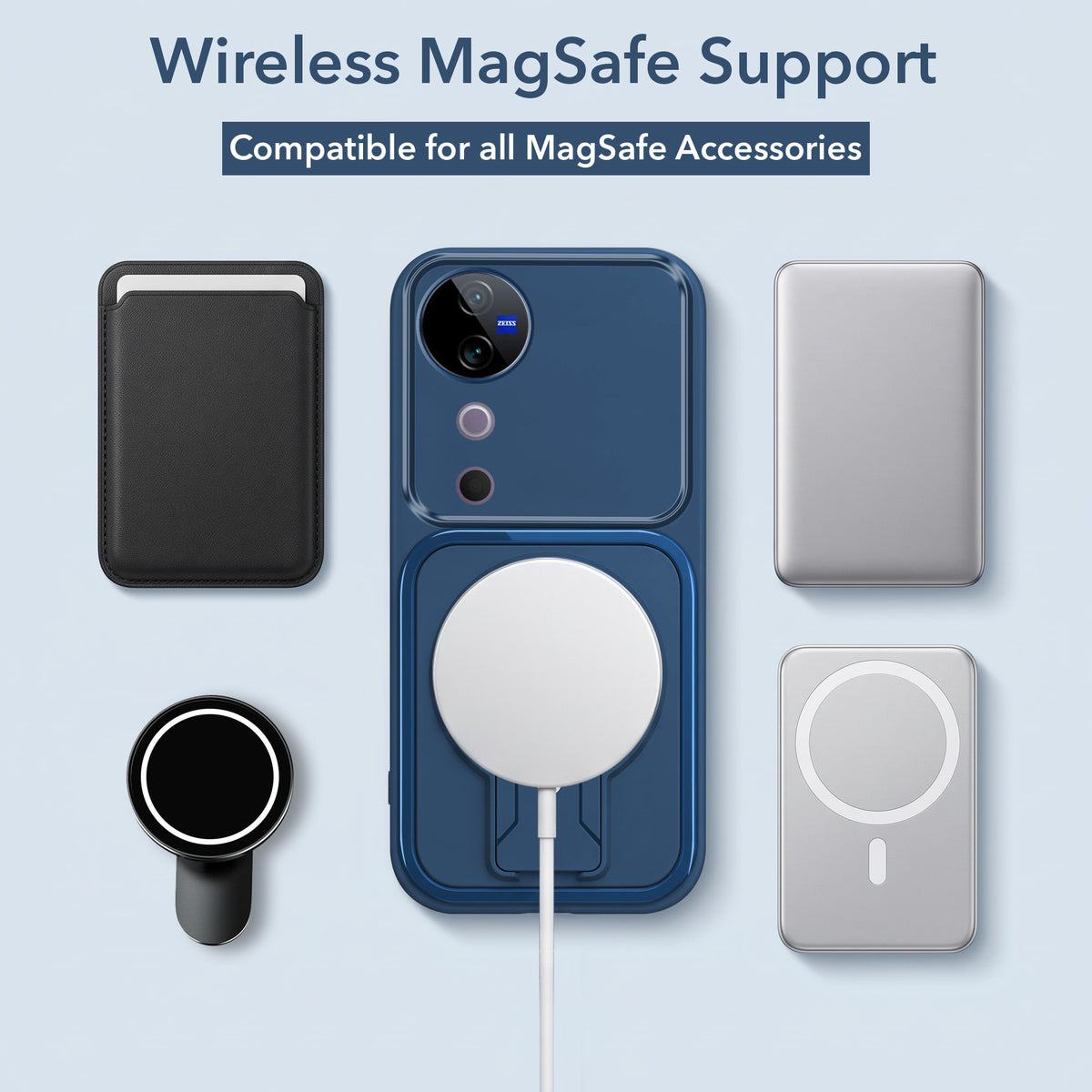For Vivo V40 | Vivo V40 Pro 5G Back Case Cover Metallic (Hybrid Armor Kickstand | MagSafe Compatible | Camera Protection Shockproof)