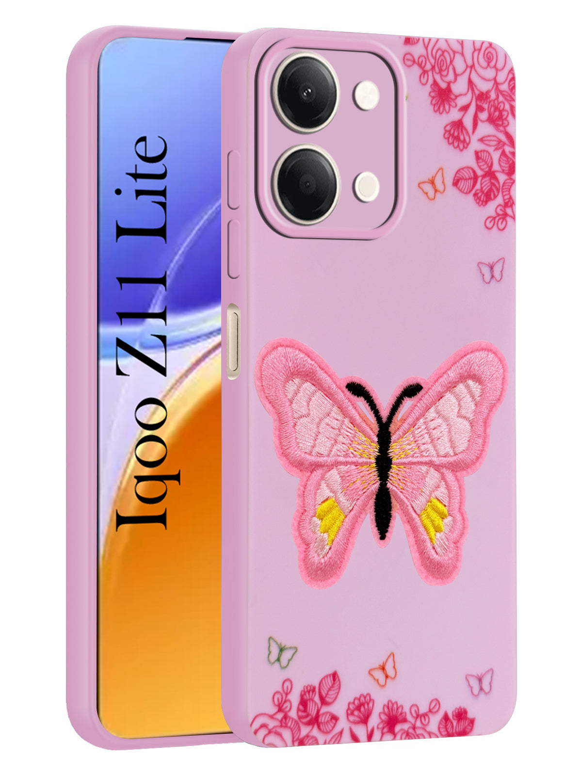 For Vivo iQOO Z11 Lite Back Cover Case (Soft Butterfly Embroidery | Women Teen Girls | Camera Protection| Matte Silicone)