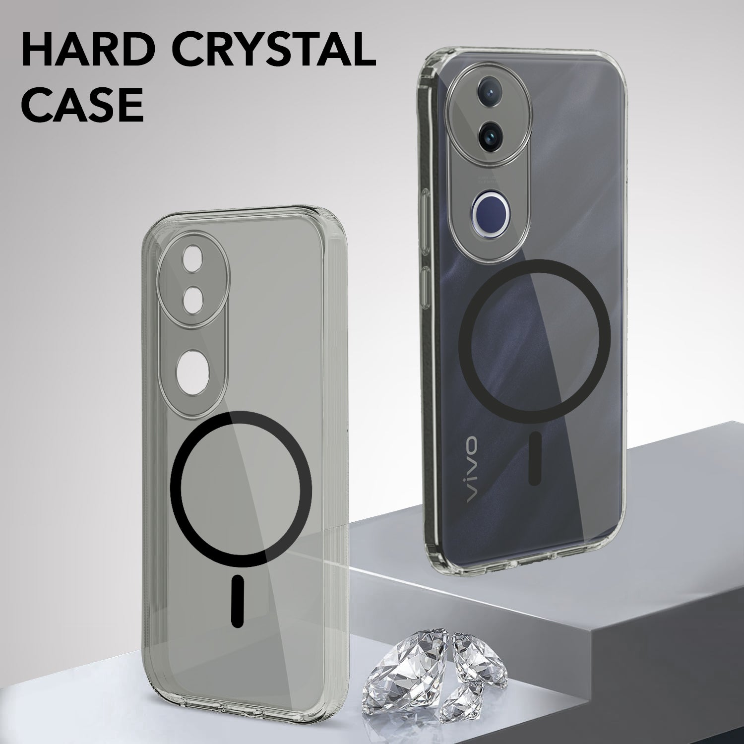 For Vivo T4R Back Cover Case Lifetime Anti-Yellow MagSafe Compatible Clear (Sleek Hard Crystal | Shockproof and Camera Protection)