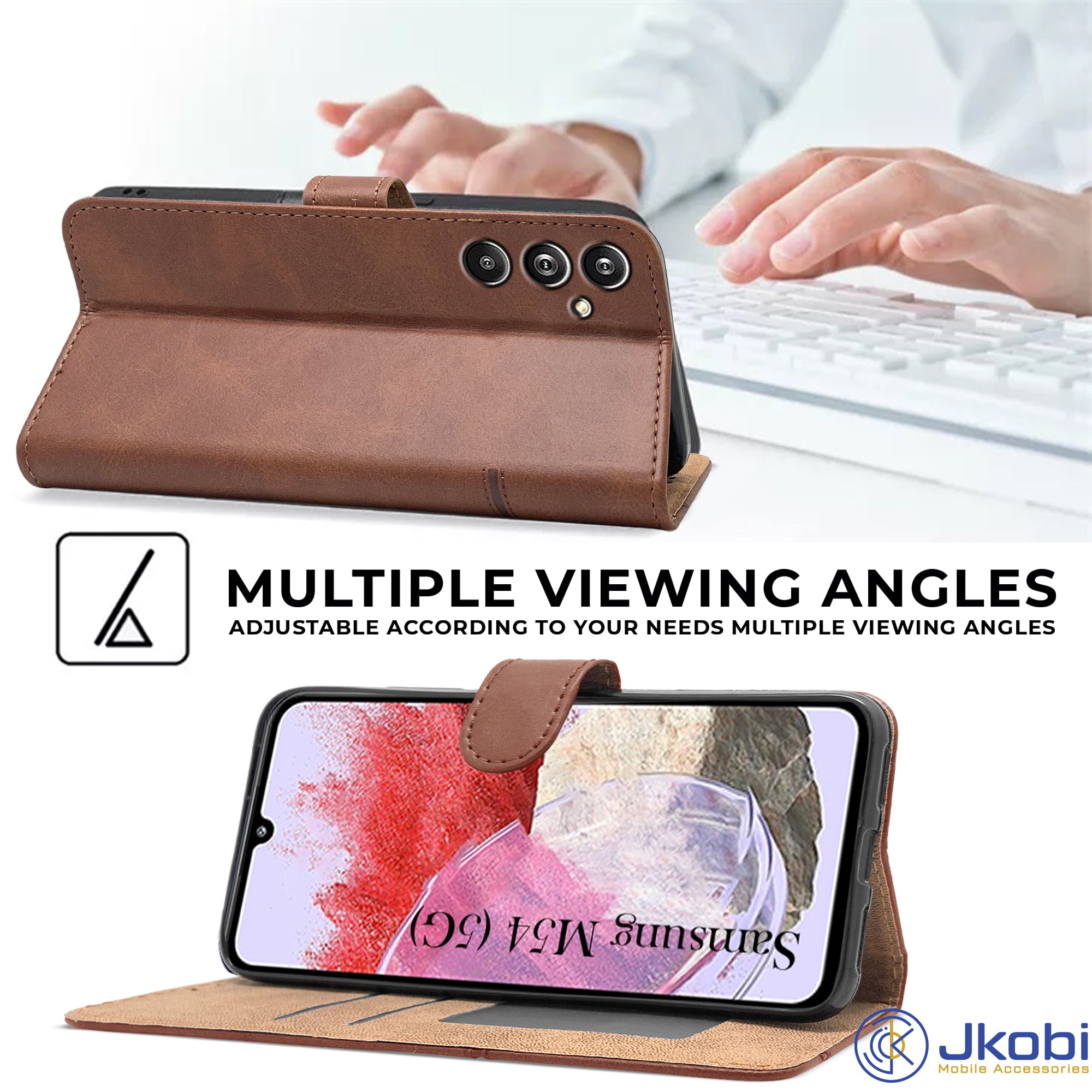 For Samsung Galaxy M54 5G Flip Cover Case (Stitched Leather with Magnetic Closure)