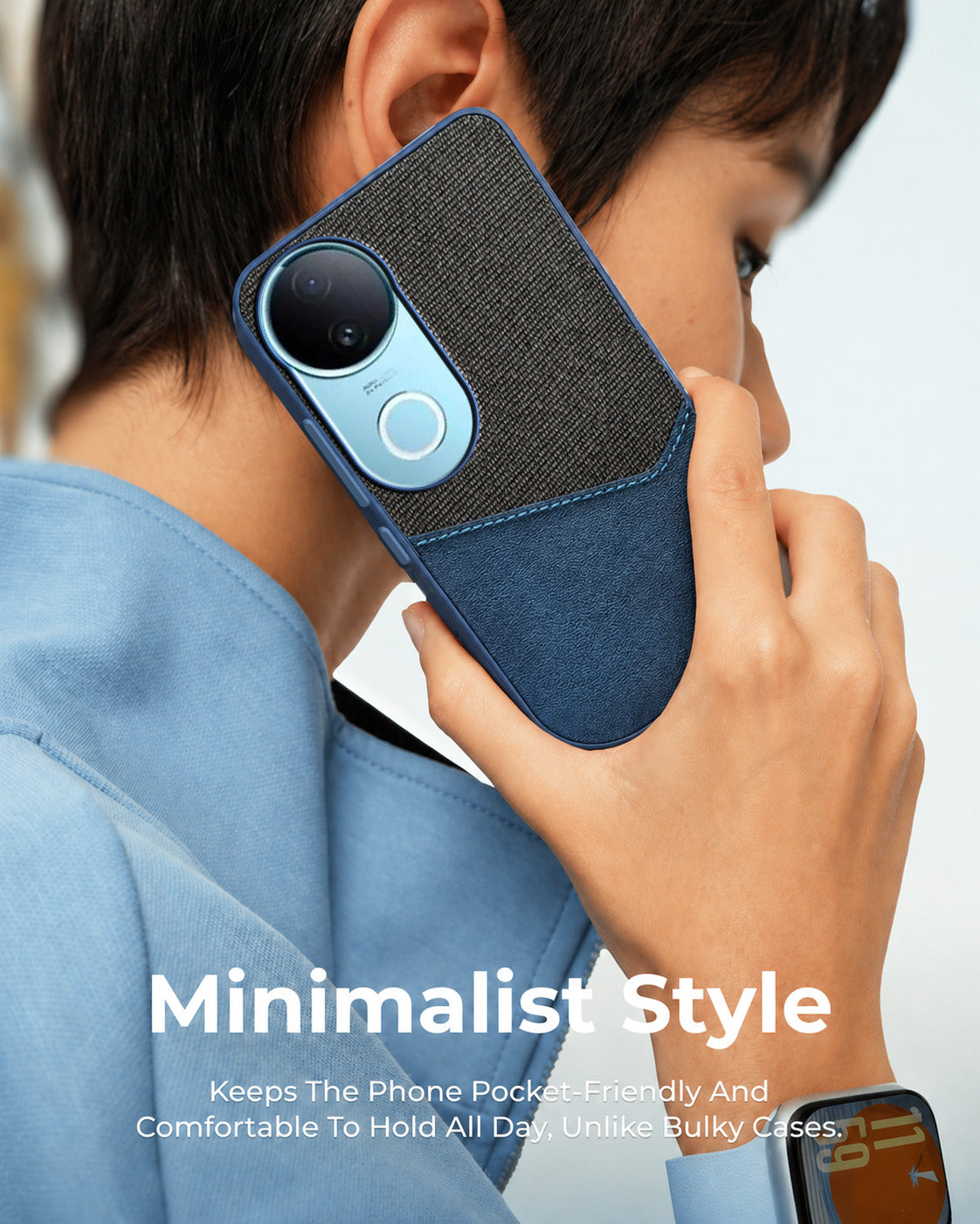 For Vivo iQOO Z10R Back Cover Case (Dual PU Leather Stitch | Professional Minimalist | Soft and Flexible)