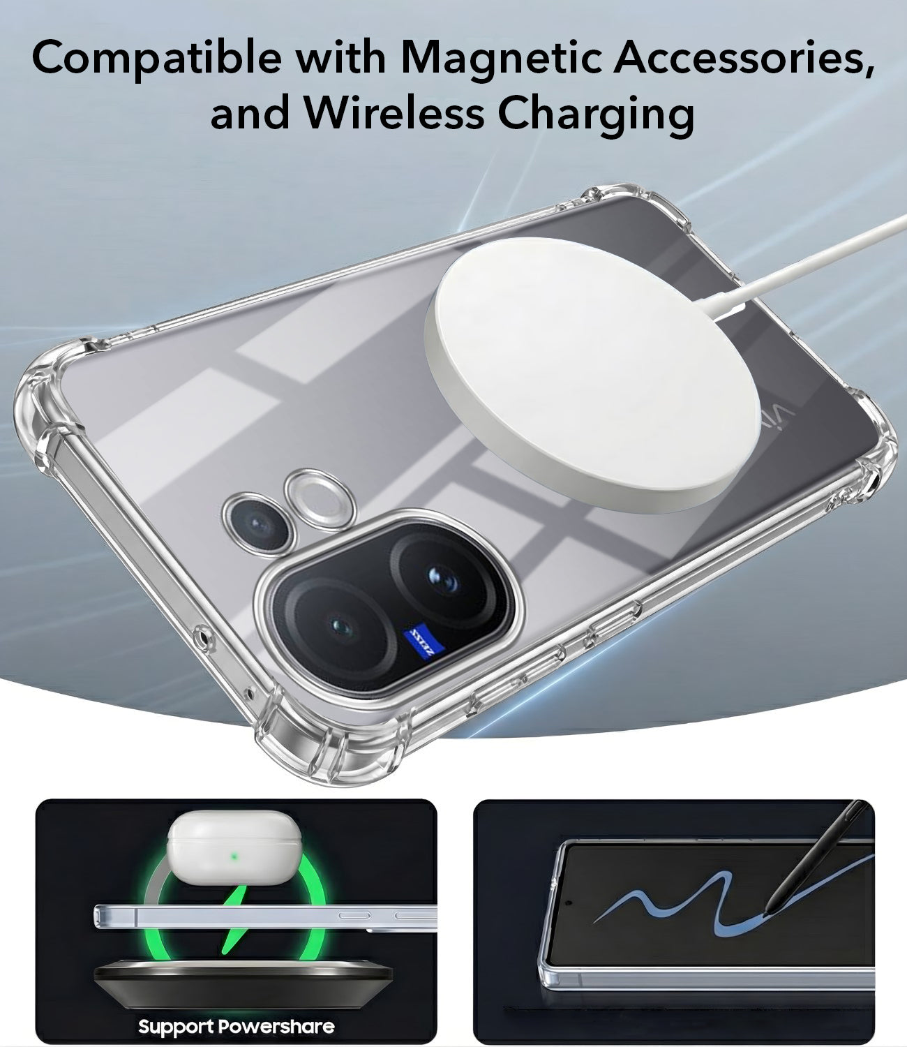 For Vivo V60 | Vivo T4 Pro Back Cover Shockproof Crystal-Clear (Magsafe Wireless Support | Drop & Camera Protection | Hard Polycarbonate)