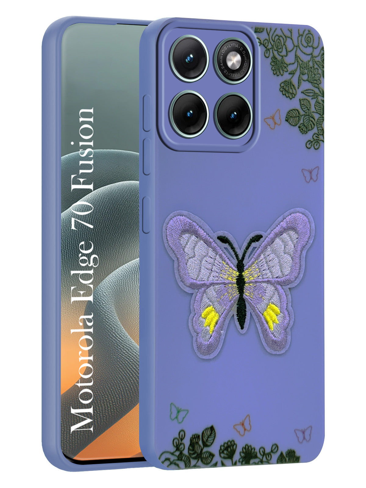 For Motorola Moto Edge 70 Fusion Back Cover Case (Soft Butterfly Embroidery | Women Teen Girls | Camera Protection| Matte Silicone)