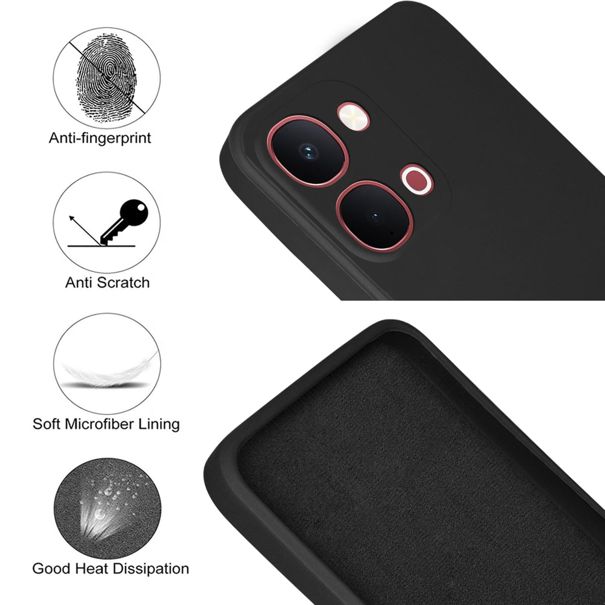 For Vivo Y31T 5G Back Cover Case (Matte Finish Silicone with Inside Fiber cloth)
