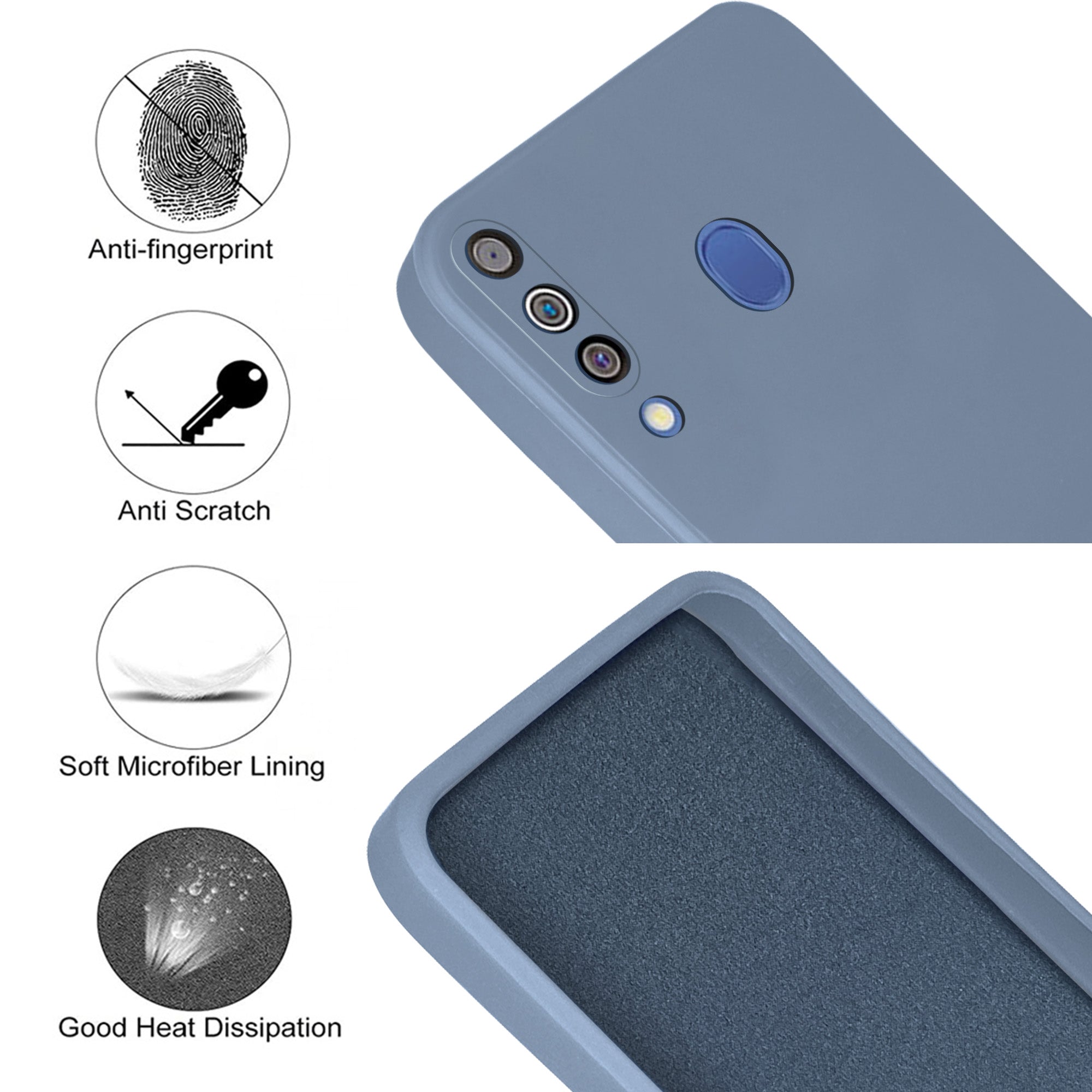 For Samsung Galaxy M30 Back Case Cover (Matte Finish Silicone with Inside Fiber Cloth)