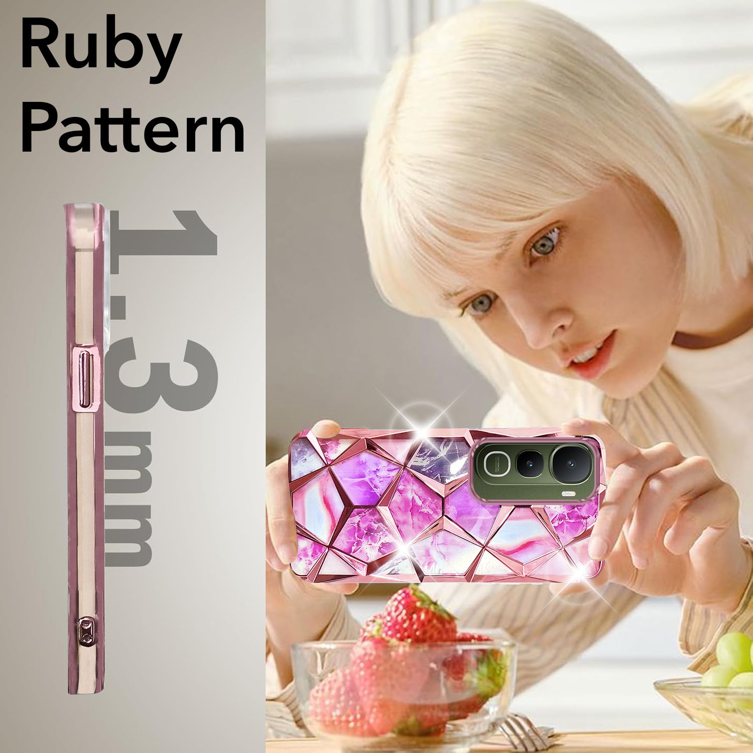 For Vivo Y400 Back Cover Case 3D Silicone Compatible (Dual Design Glitter Sparkle and Detachable Diamond Print Case | Soft and Flexible)