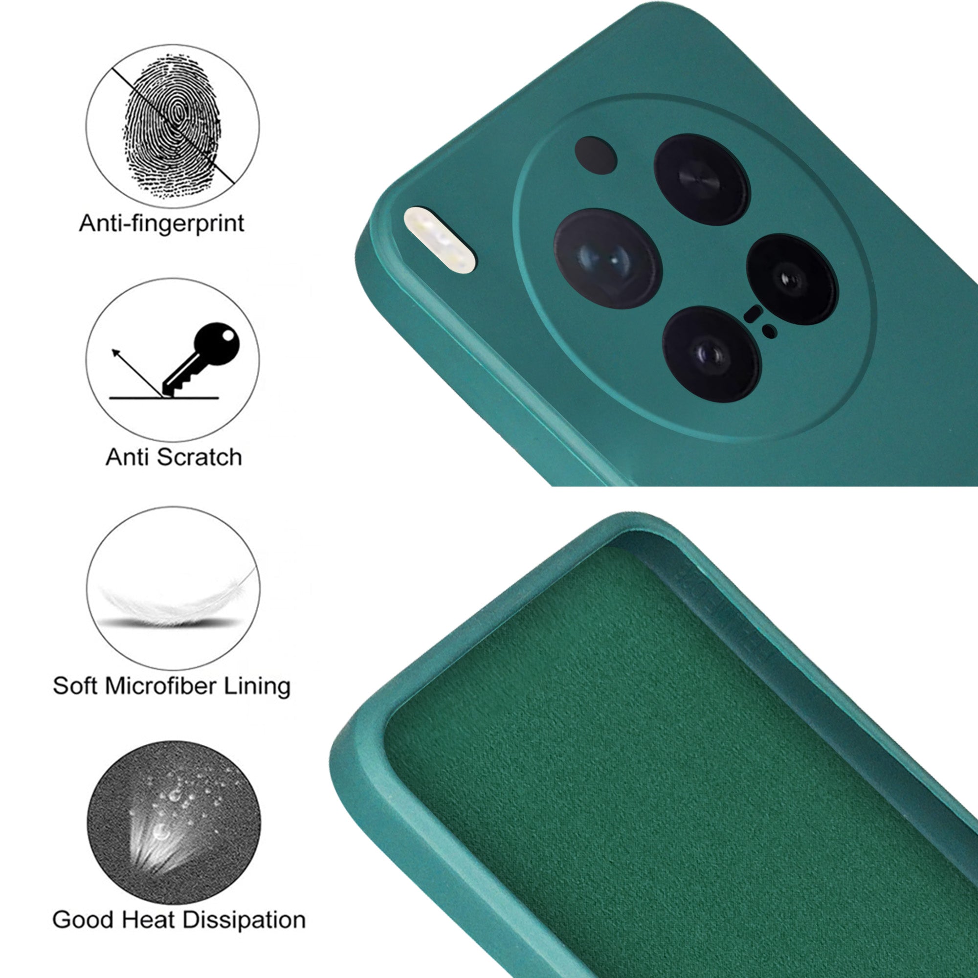 For Vivo X300 Pro Back Cover Case (Matte Finish Silicone with Inside Fiber cloth)