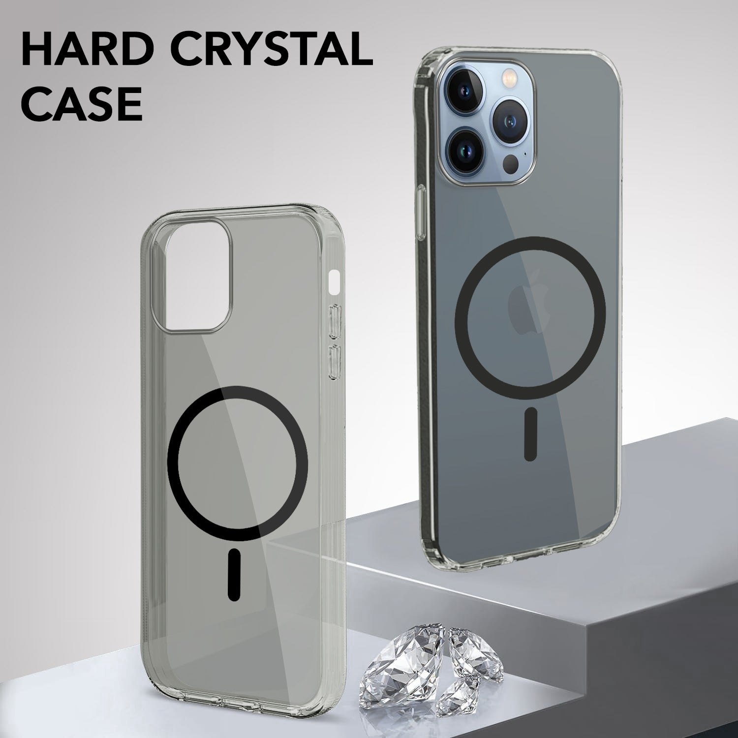 For Apple iPhone 13 Pro Max Back Case Cover Lifetime Anti-Yellow MagSafe Compatible Clear (Sleek Hard Crystal | Camera Protection and Shockproof)