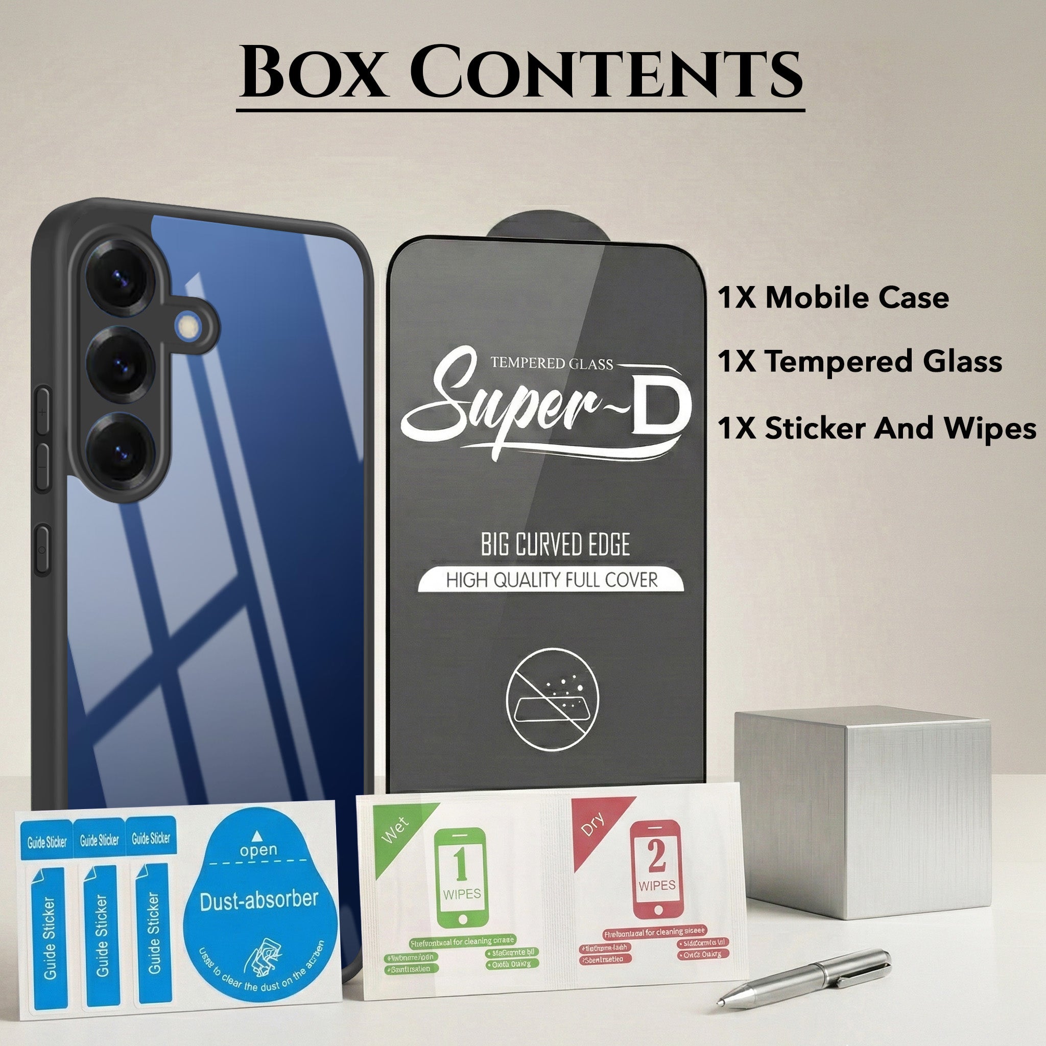 For Samsung Galaxy S25 Combo with Back Cover and 9H Tempered Glass (Lifetime Anti-Yellow | Crystal Clear Shockproof | Oleophobic Coating Screen Glass)