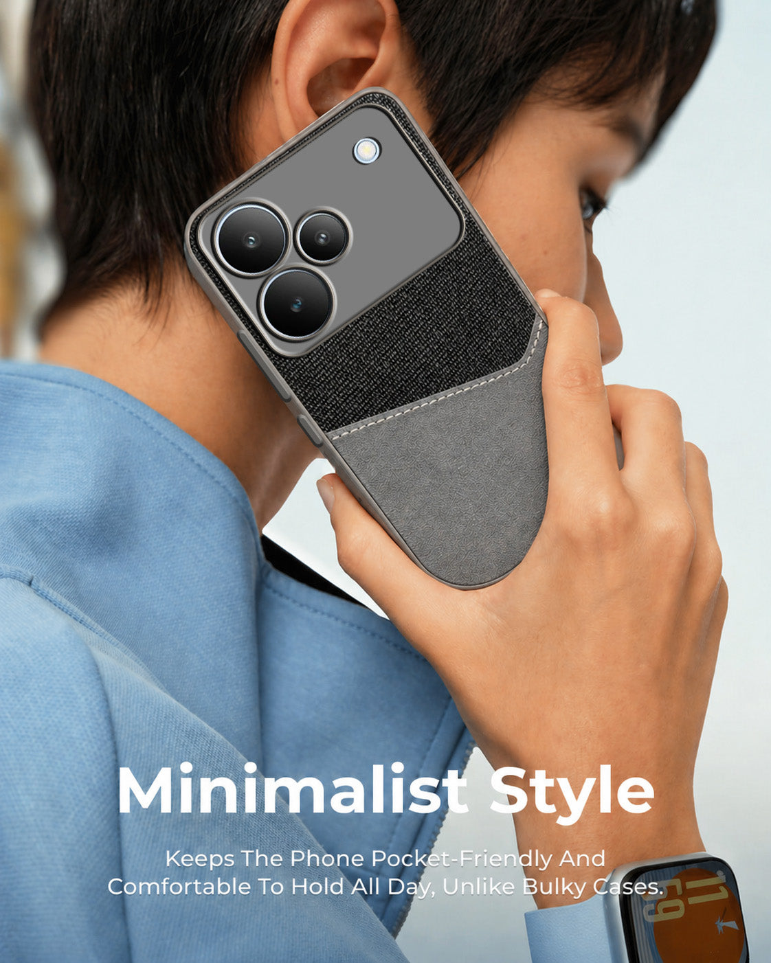 For Realme P4 Back Cover Case (Dual PU Leather Stitch | Professional Minimalist | Soft and Flexible)