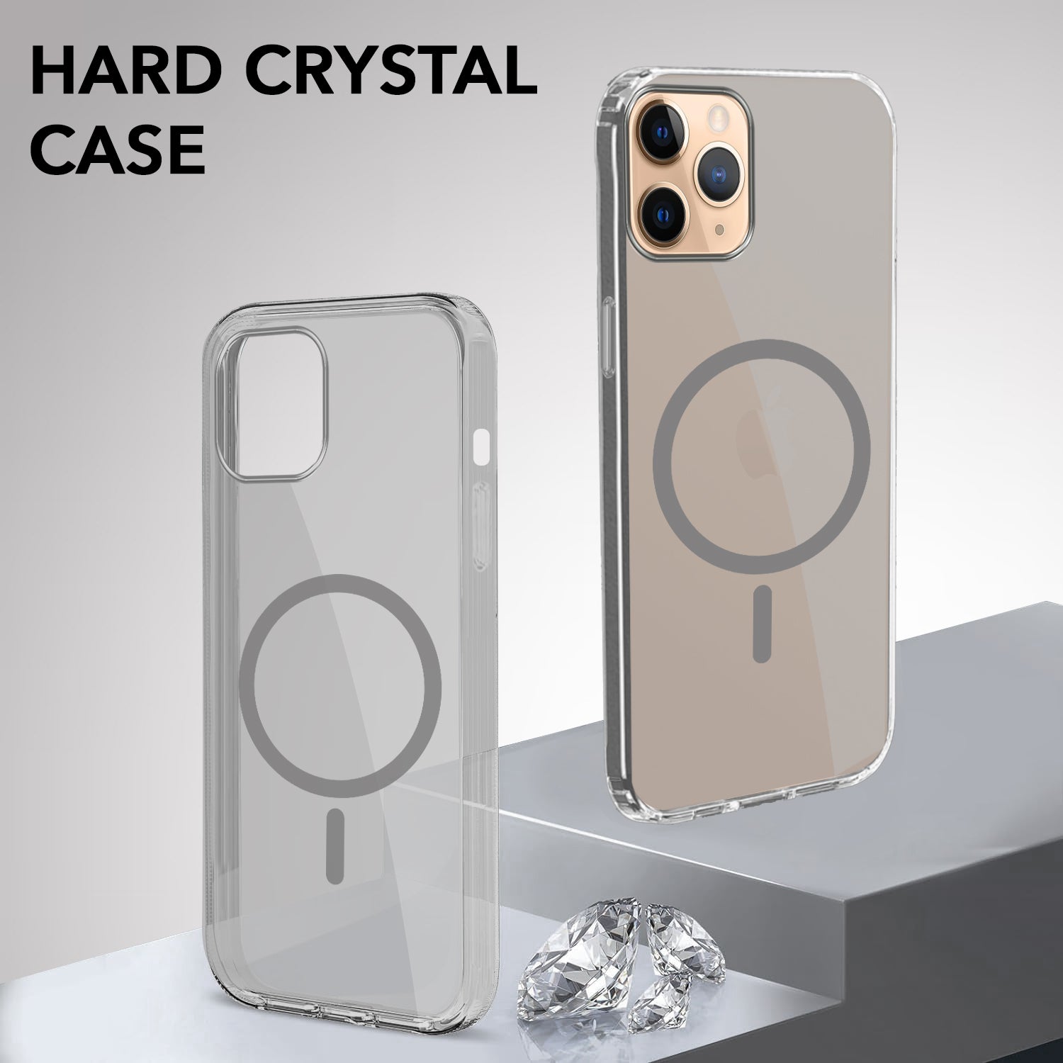 For Apple iPhone 11 Pro Max Back Cover Case Lifetime Anti-Yellow MagSafe Compatible Clear (Sleek Hard Crystal | Shockproof and Camera Protection)