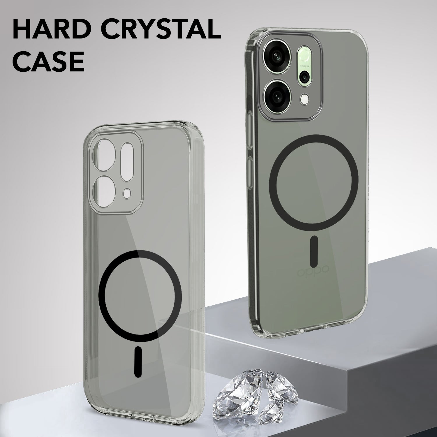 For Oppo Reno14 5G | Oppo Reno 14 5G Back Cover Case Lifetime Anti-Yellow MagSafe Compatible Clear (Sleek Hard Crystal | Shockproof and Camera Protection)
