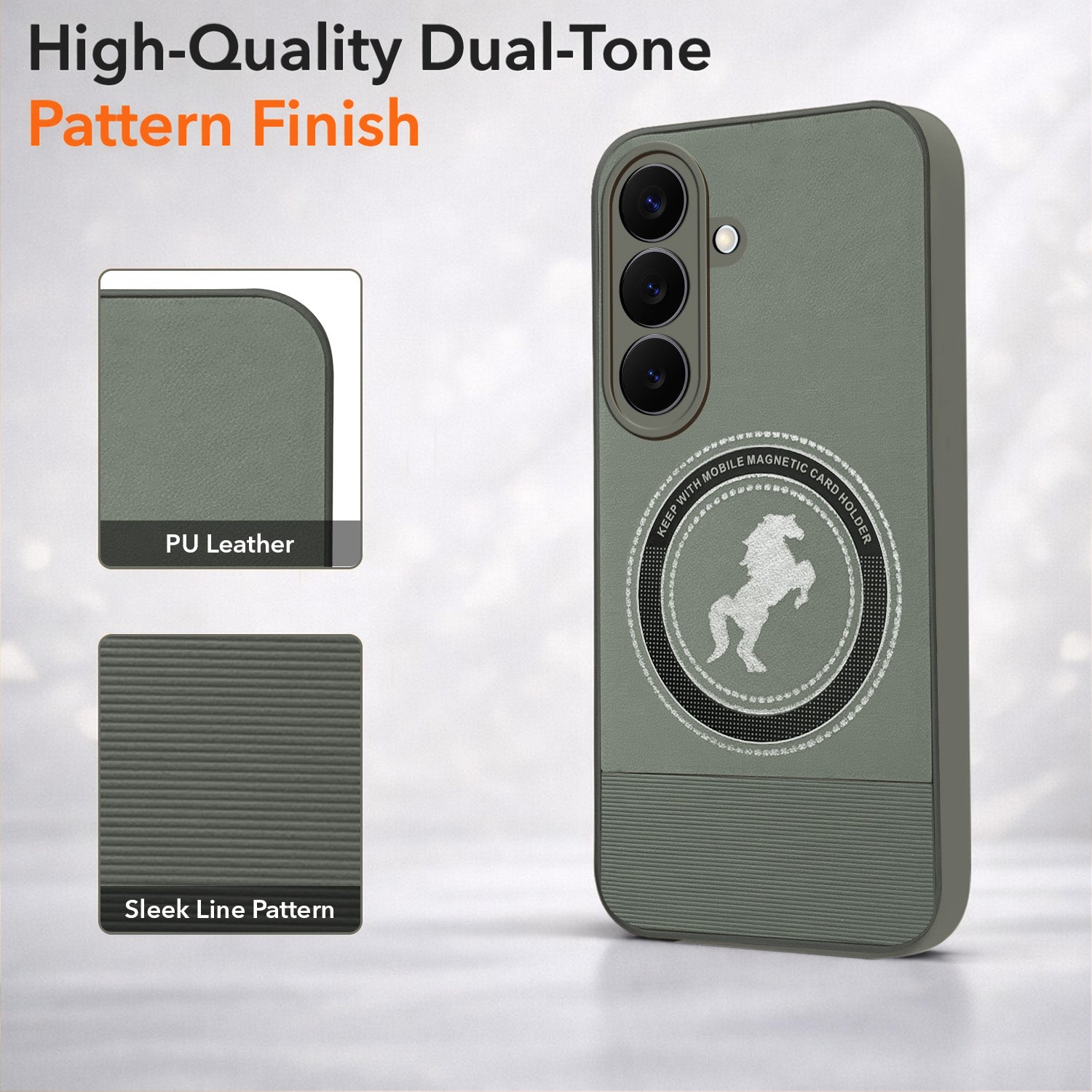 For Samsung Galaxy S26 5G Back Cover Case PU Leather Finish (Professional Minimalist Texture | MagSafe Compatile | Camera Protection | Sleek Sober Formal)