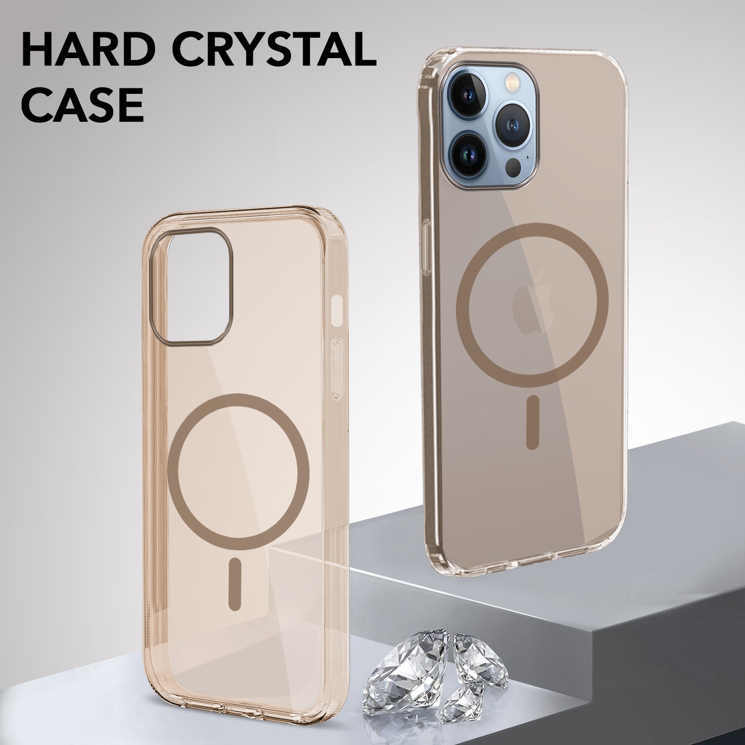 For Apple iPhone 13 Pro Max Back Case Cover Lifetime Anti-Yellow MagSafe Compatible Clear (Sleek Hard Crystal | Camera Protection and Shockproof)