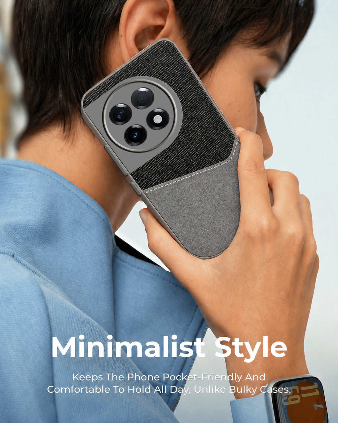 For OnePlus 11R Back Cover Case  (Dual PU Leather Stitch | Professional Minimalist | Soft and Flexible)