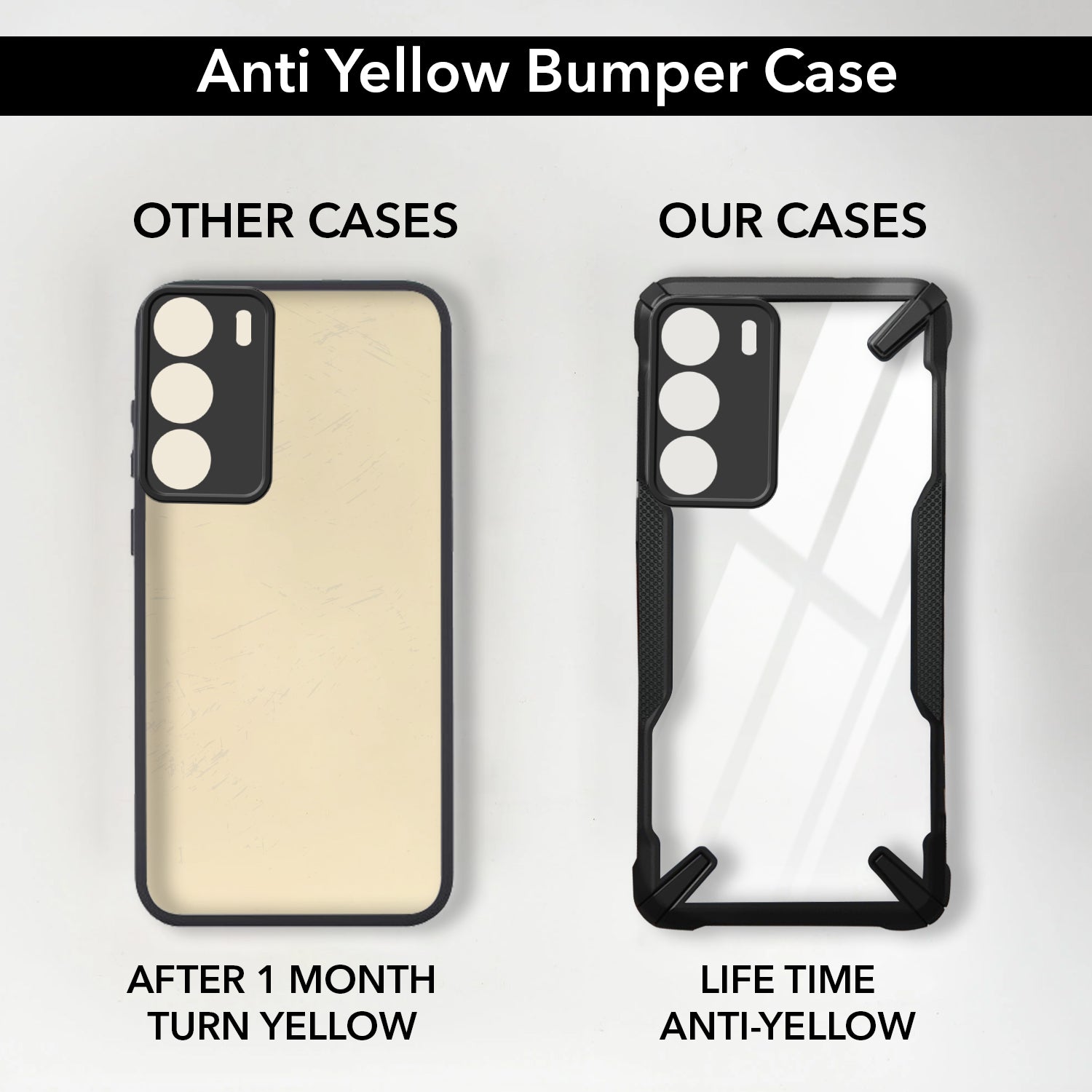 For Realme Narzo 80 Lite 5G Back Cover Case (Hybrid Crystal | Ultimate Shockproof Bumpers | Anti Yellow | Rugged Armor | Black )