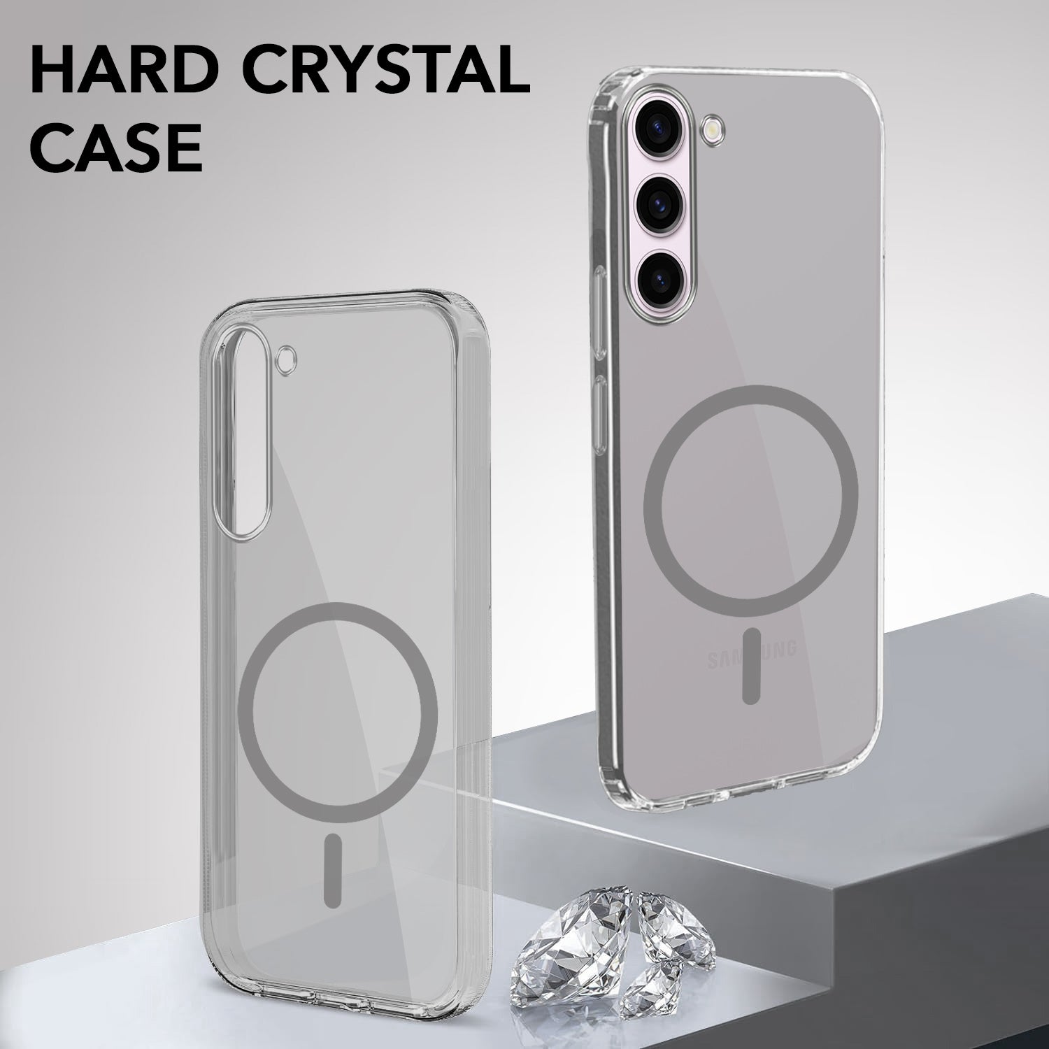 For Samsung Galaxy S23 Plus Back Cover Case Lifetime Anti-Yellow MagSafe Compatible Clear (Sleek Hard Crystal | Shockproof and Camera Protection)