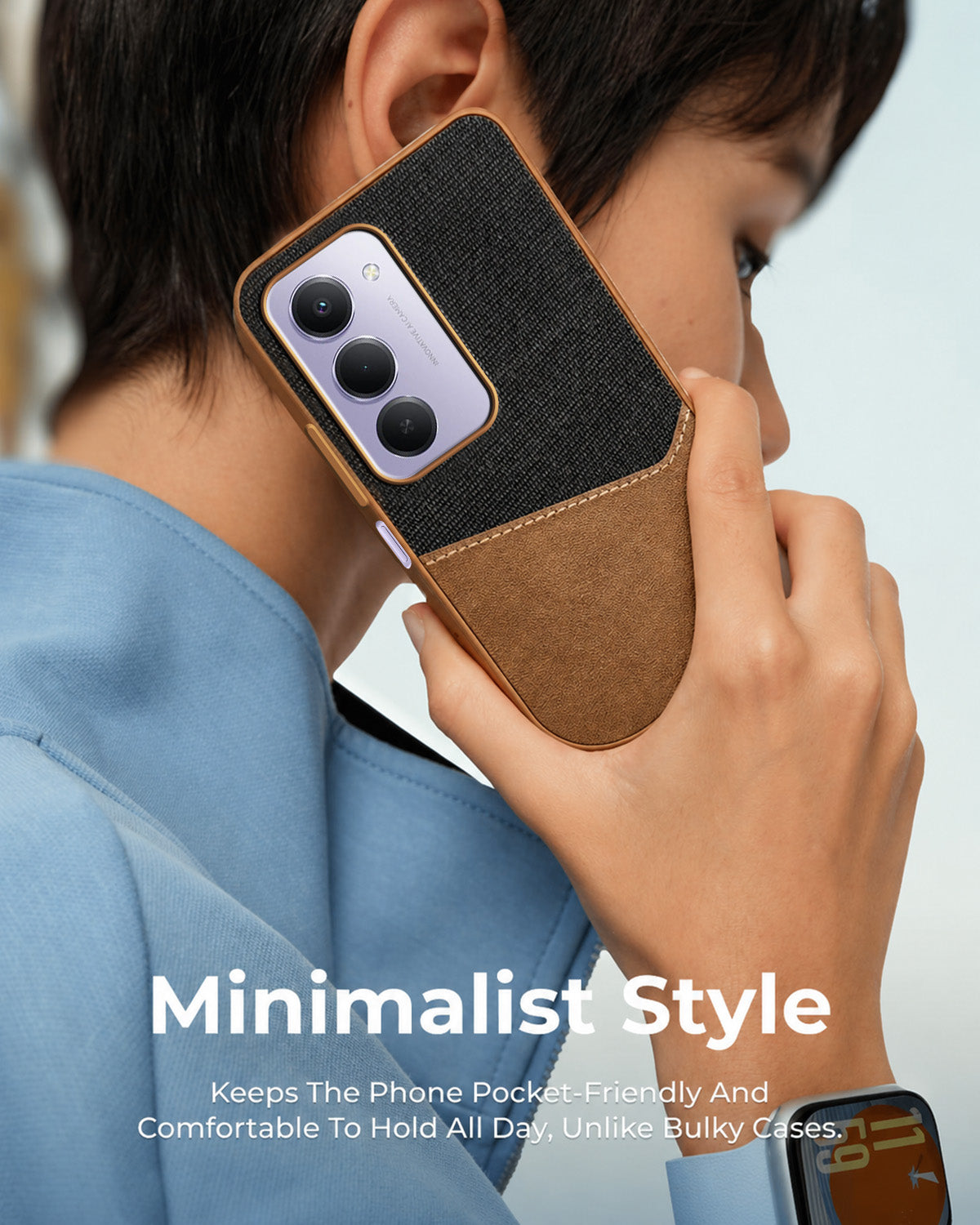 For Redmi 15 Back Cover Case (Dual PU Leather Stitch | Professional Minimalist | Soft and Flexible)