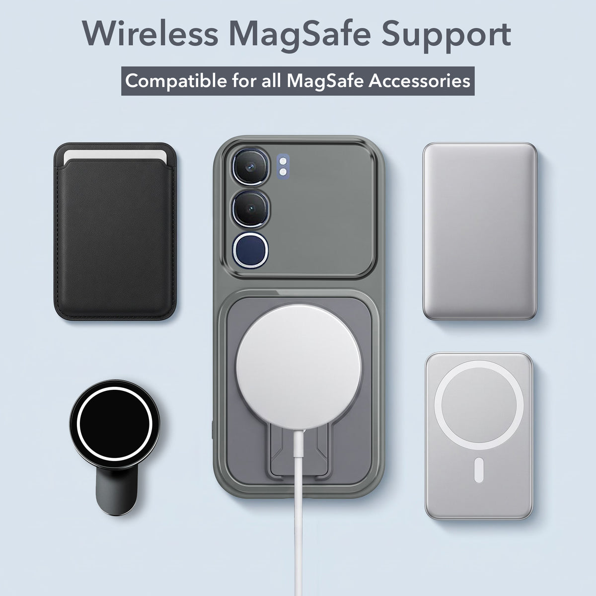 For Vivo Y29 Back Case Cover Metallic (Hybrid Armor Kickstand | MagSafe Compatible | Camera Protection Shockproof)