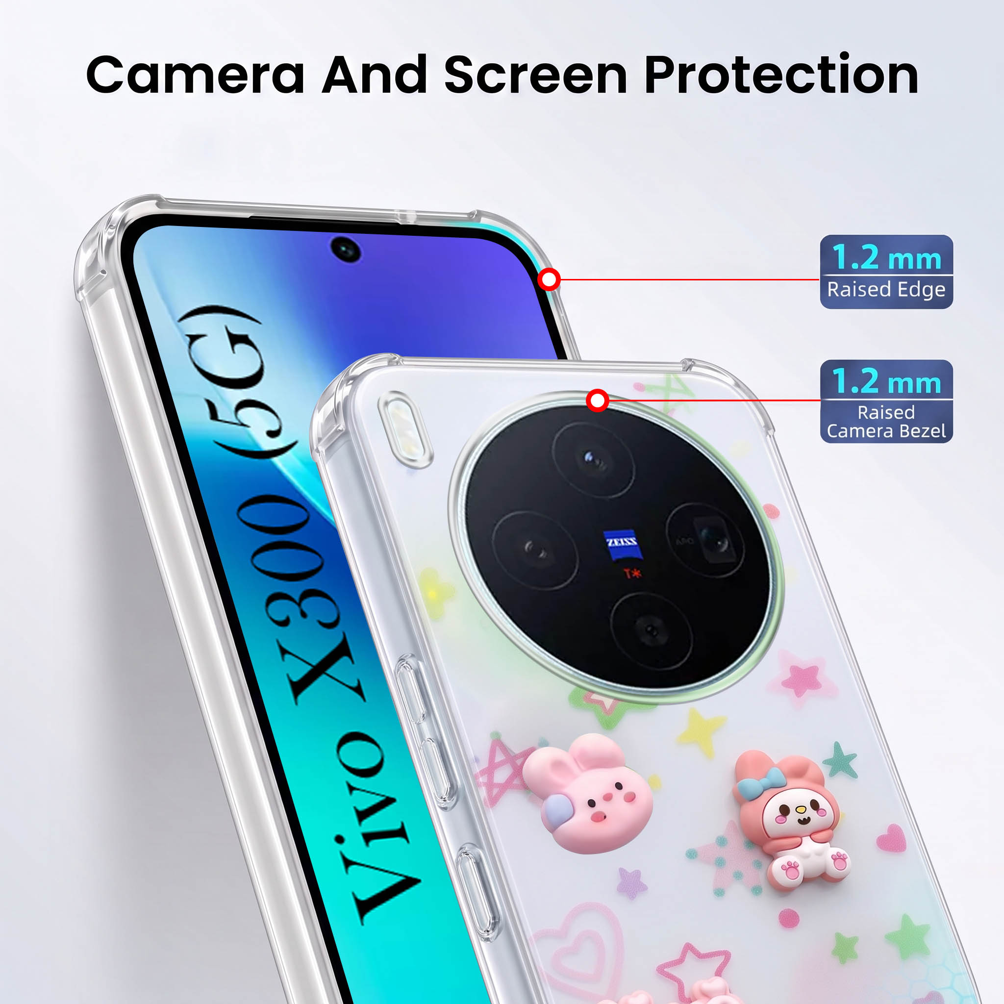 For Vivo X300 5G Back Cover Case (3D Cute Cartoons | Hard Back Side Soft | Matte Premium Finish | HD Printing)