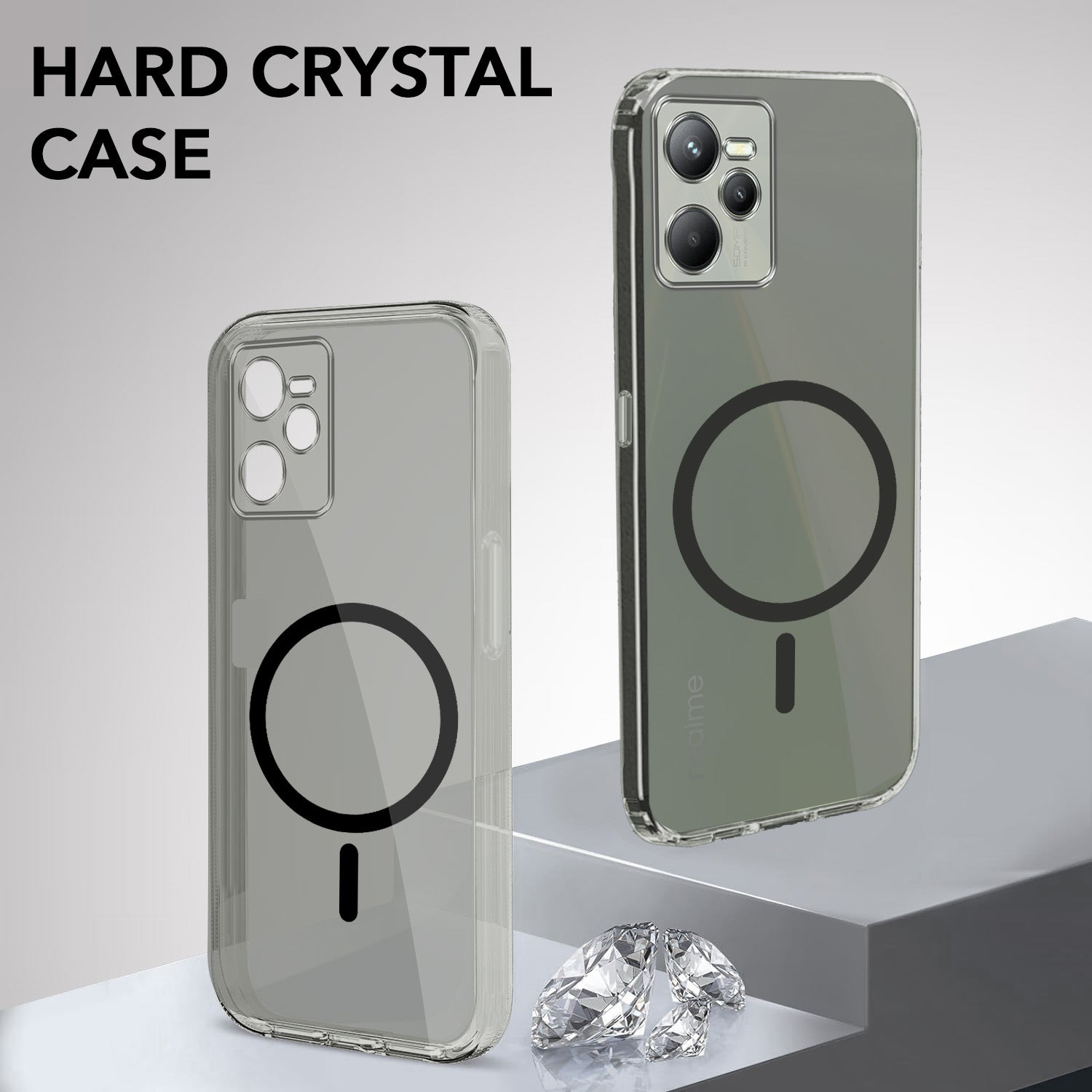 For Realme C35 Back Cover Case Lifetime Anti-Yellow MagSafe Compatible Clear (Sleek Hard Crystal | Shockproof and Camera Protection)