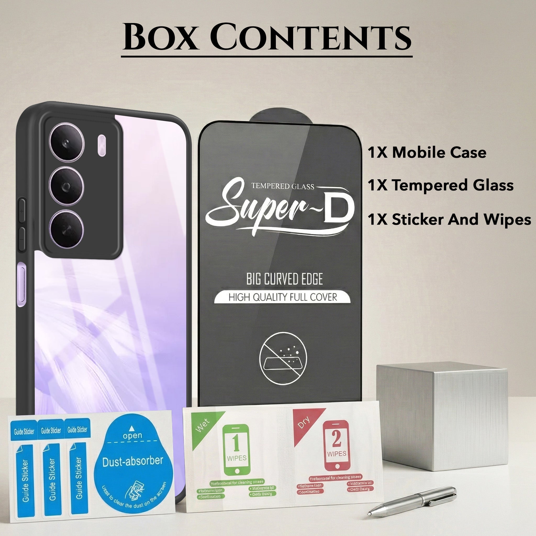 For Realme C75 5G Combo with Back Cover and 9H Tempered Glass (Lifetime Anti-Yellow | Crystal Clear Shockproof | Oleophobic Coating Screen Glass)