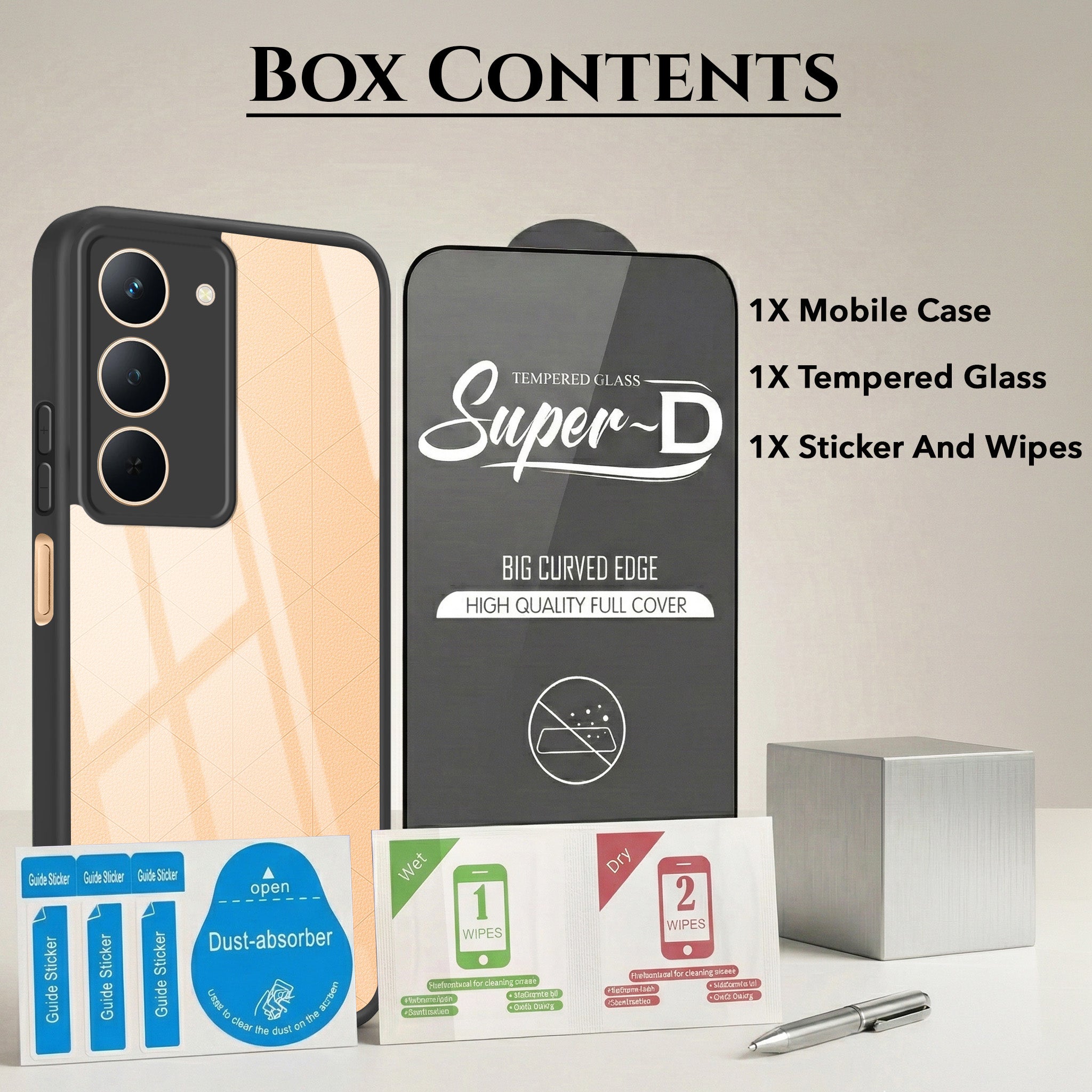 For Realme P3x Combo with Back Cover and 9H Tempered Glass (Lifetime Anti-Yellow | Crystal Clear Shockproof | Oleophobic Coating Screen Glass)