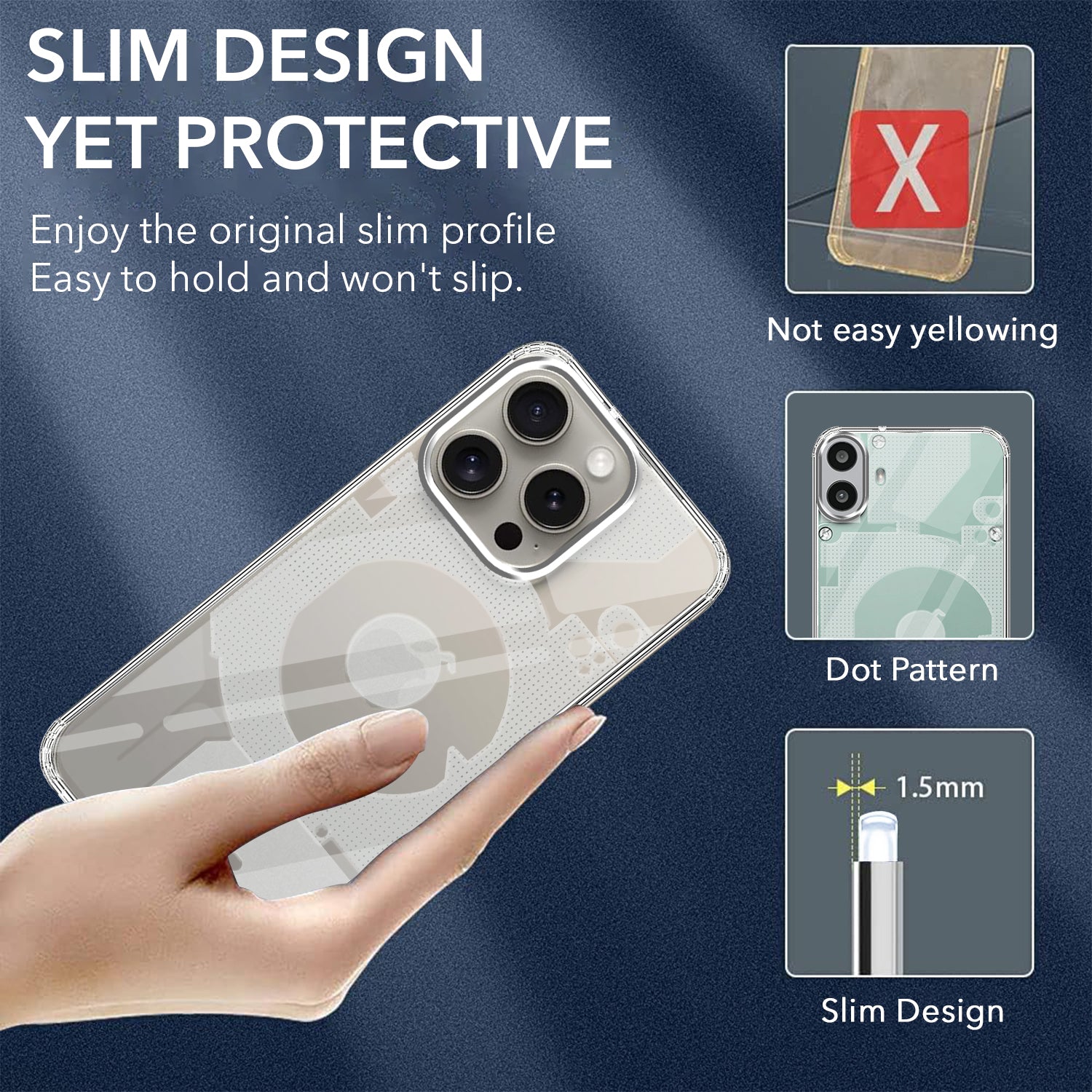 For iPhone 15 Pro Max Back Cover (Silicone Matte Shockproof Case with Camera Protection | Soft and Flexible | Transparent)