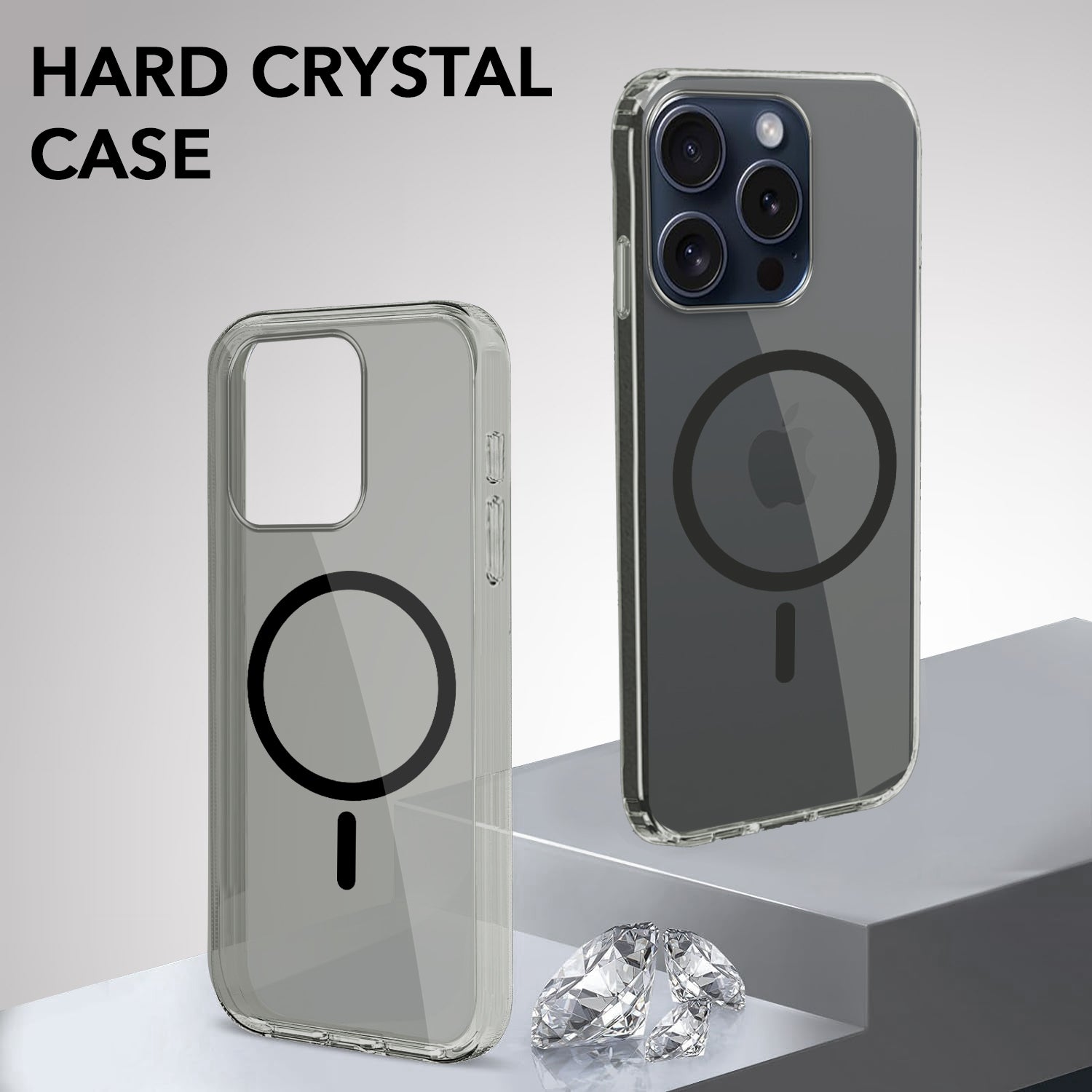 For Apple iPhone 15 Pro Max Back Cover Case Lifetime Anti-Yellow MagSafe Compatible Clear (Sleek Hard Crystal | Camera Protection and Shockproof)