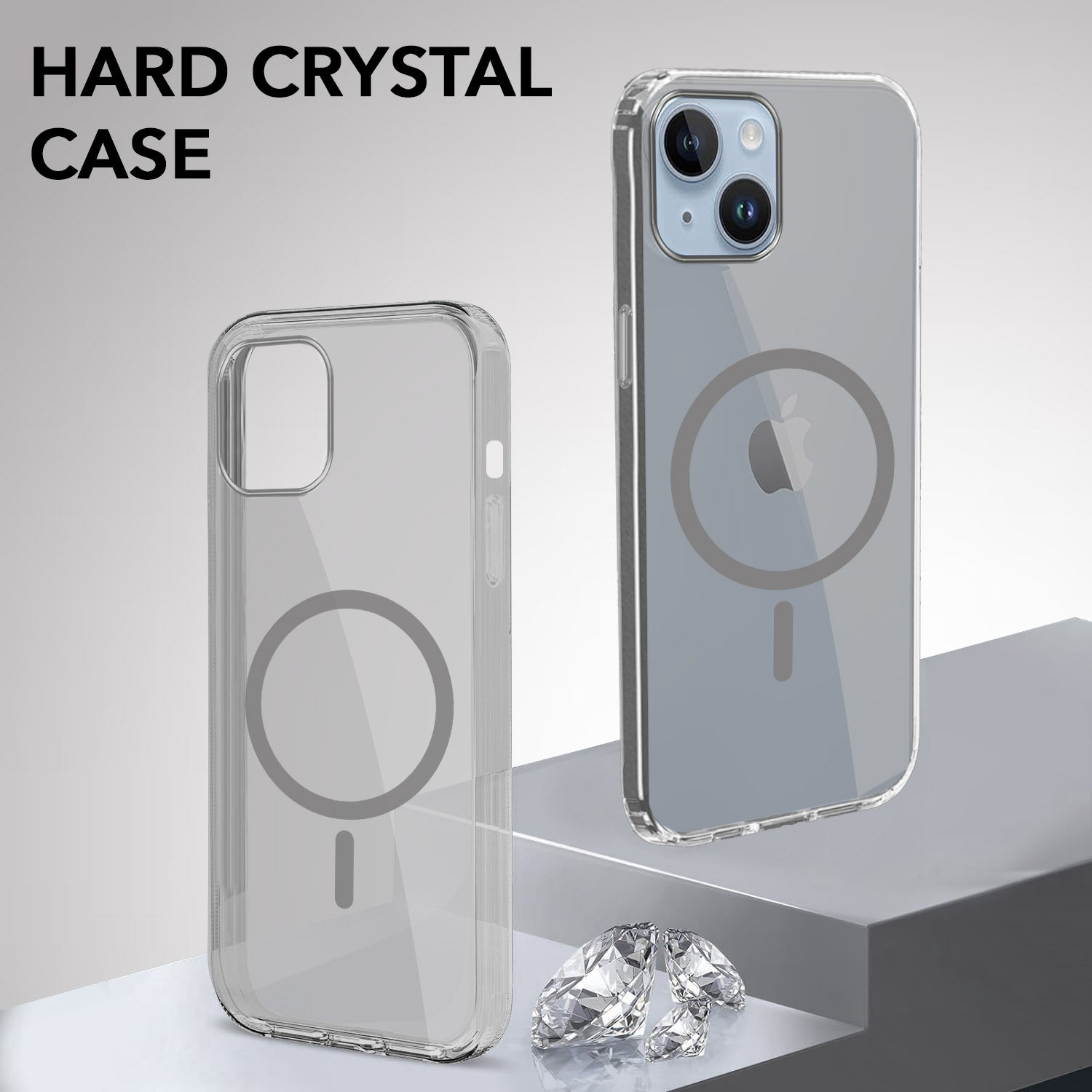 For Apple iPhone 14 Plus Back Cover Case Lifetime Anti-Yellow MagSafe Compatible Clear (Sleek Hard Crystal | Shockproof and Camera Protection)