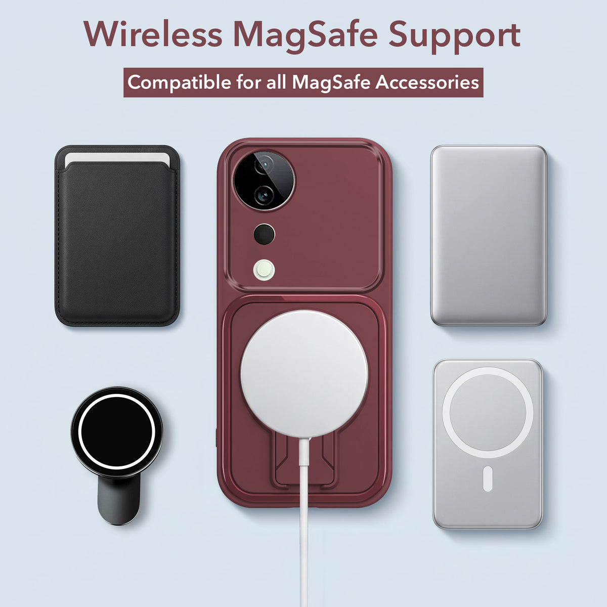 For Vivo T3 Ultra Back Case Cover Metallic (Hybrid Armor Kickstand | MagSafe Compatible | Camera Protection Shockproof)
