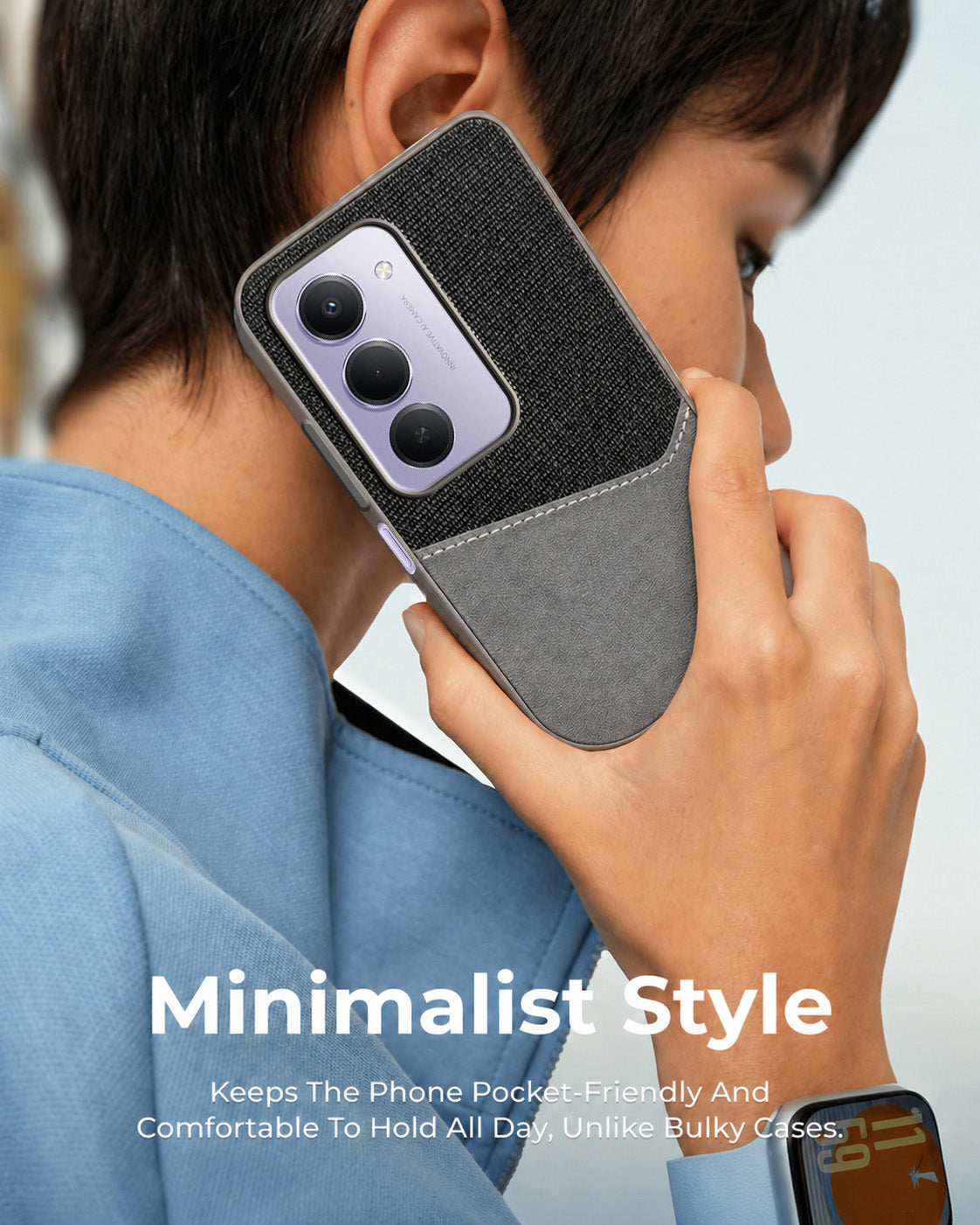 For Redmi 15 Back Cover Case (Dual PU Leather Stitch | Professional Minimalist | Soft and Flexible)