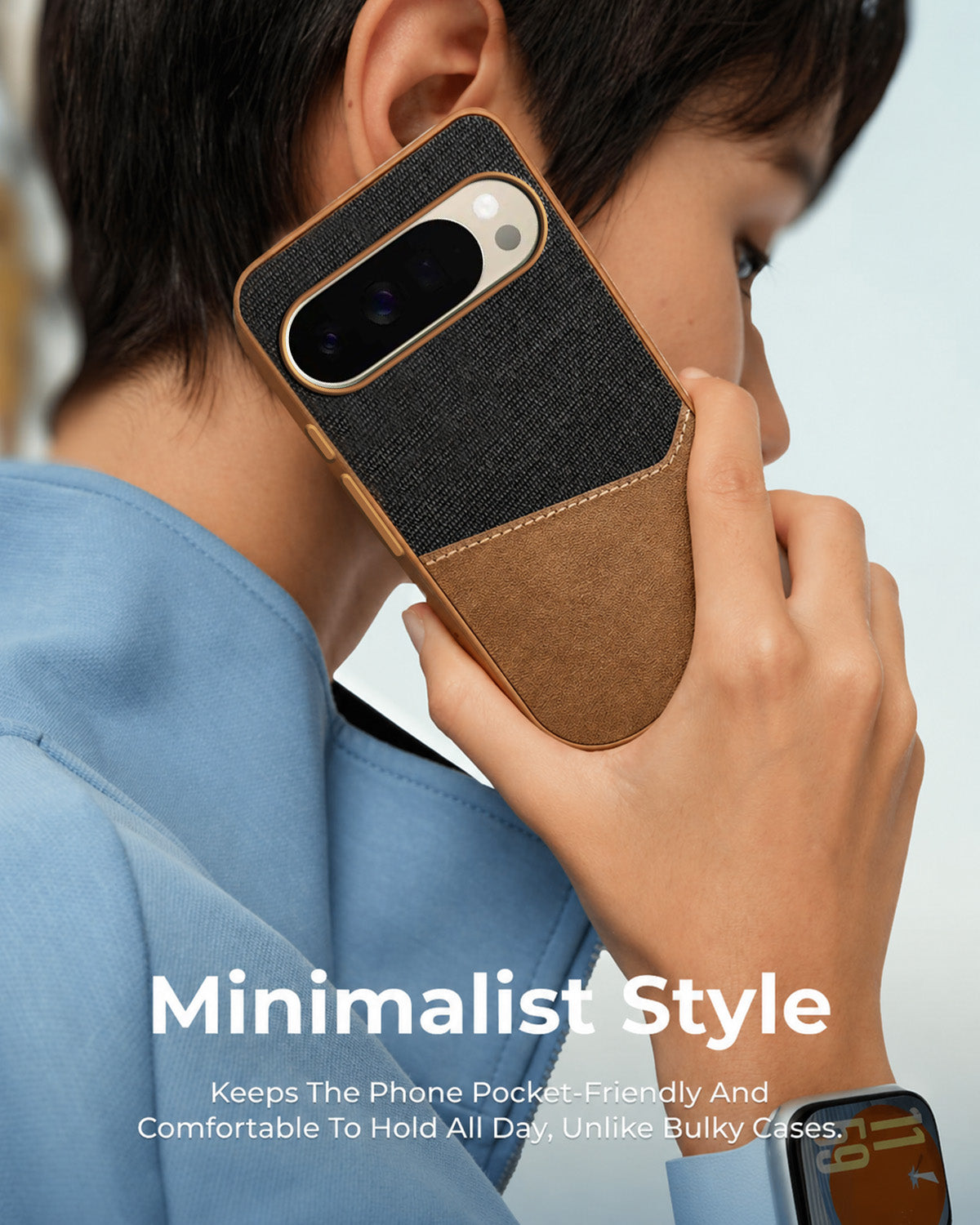 For Google Pixel 10 Pro Back Cover Case (Dual PU Leather Stitch | Professional Minimalist | Soft and Flexible)