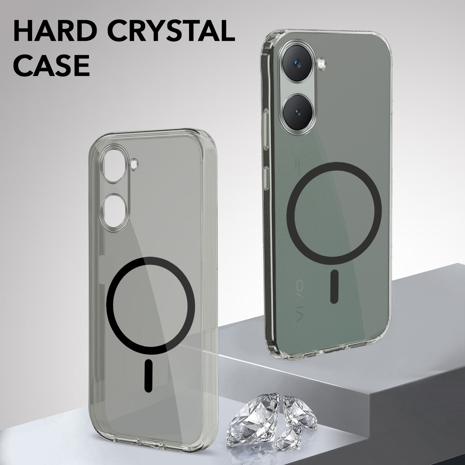 For Vivo Y28s 5G | Vivo T3 Lite 5G Back Cover Case Lifetime Anti-Yellow MagSafe Compatible Clear (Sleek Hard Crystal | Shockproof and Camera Protection)
