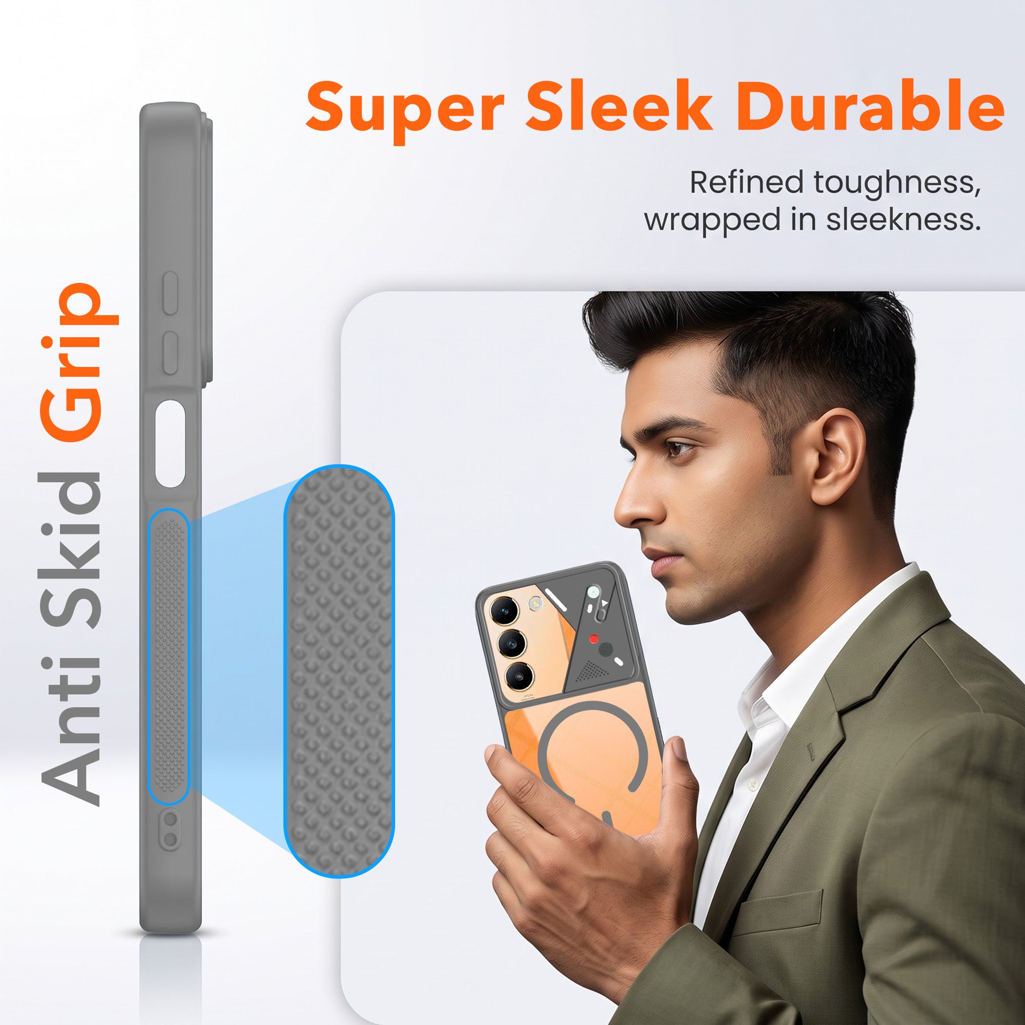 For Vivo Y200e Back Cover Case Lifetime Anti-Yellow Clear (Camera Protection | Side Grip | Wireless MagSafe Compatible)