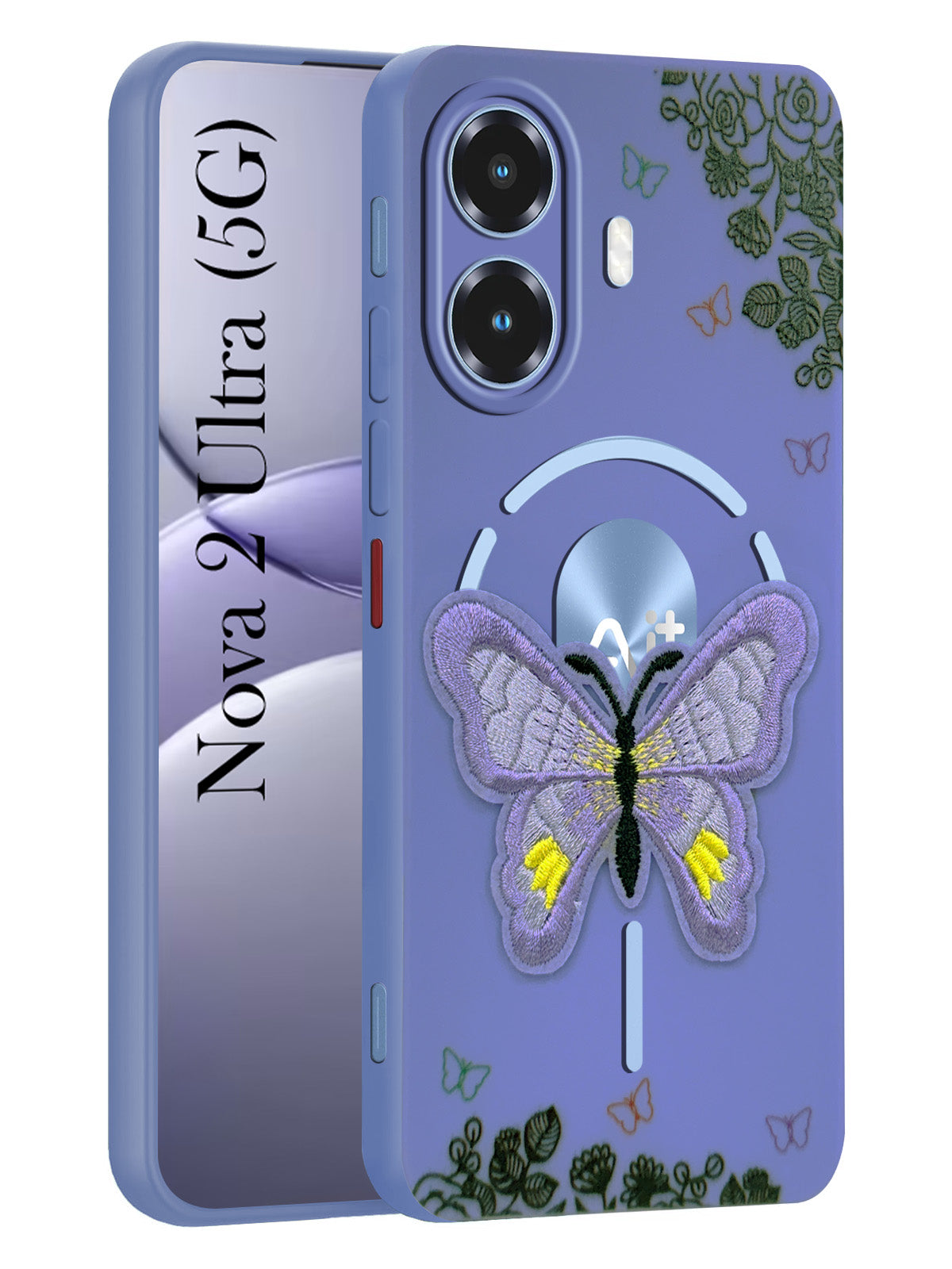 For Ai+ Nova 2 Ultra 5G Back Cover Case (Soft Butterfly Embroidery | Women Teen Girls | Camera Protection| Matte Silicone)