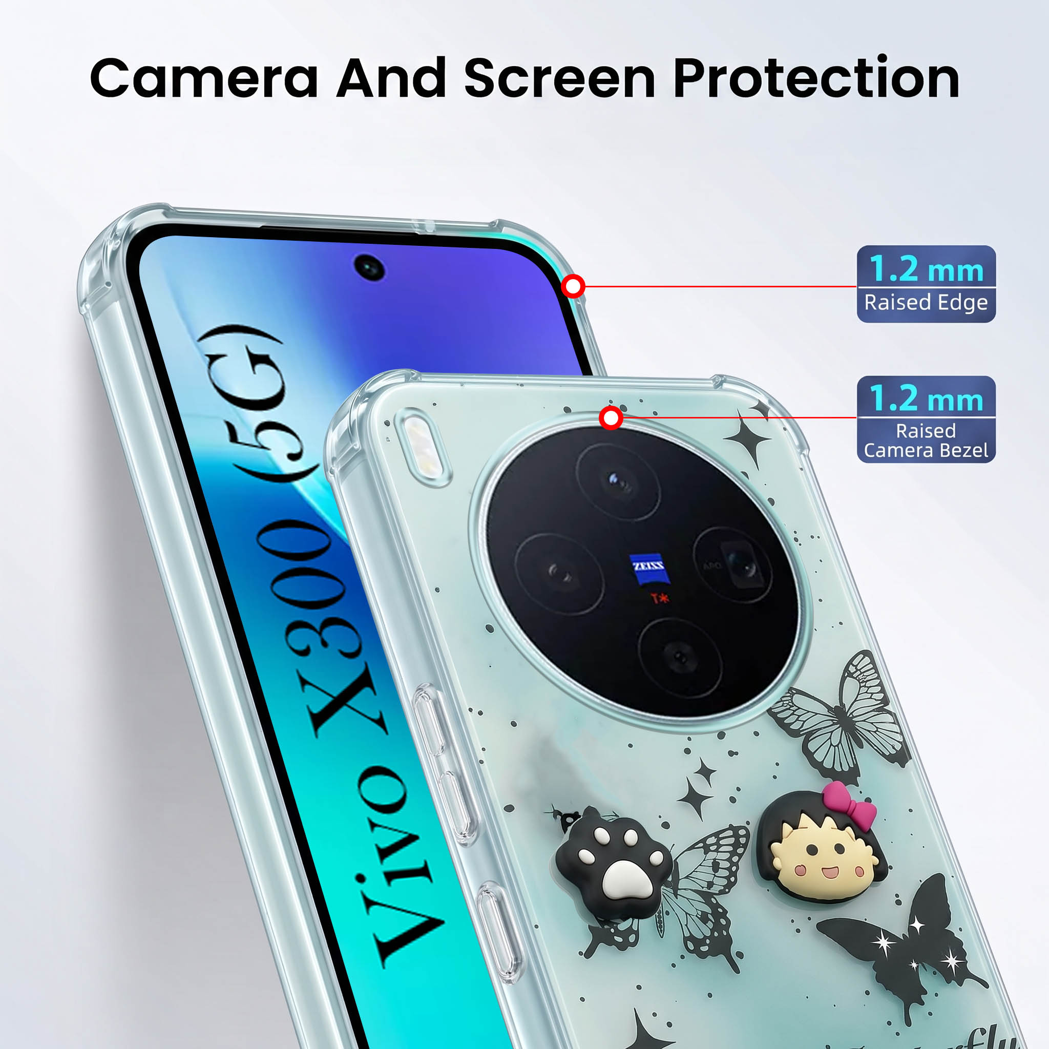 For Vivo X300 5G Back Cover Case (3D Cute Cartoons | Hard Back Side Soft | Matte Premium Finish | HD Printing)
