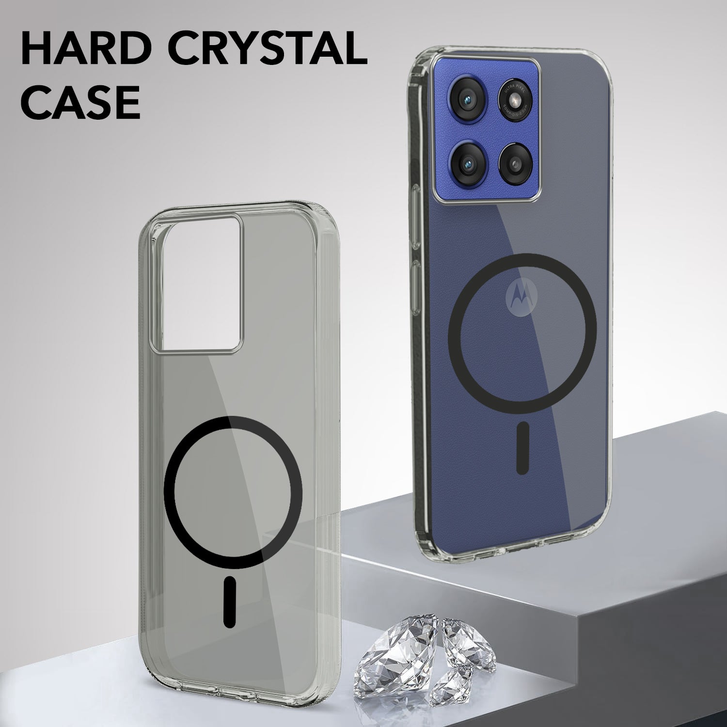 For Motorola Moto Edge 60 Stylus Back Cover Case Lifetime Anti-Yellow MagSafe Compatible Clear (Sleek Hard Crystal | Shockproof and Camera Protection)