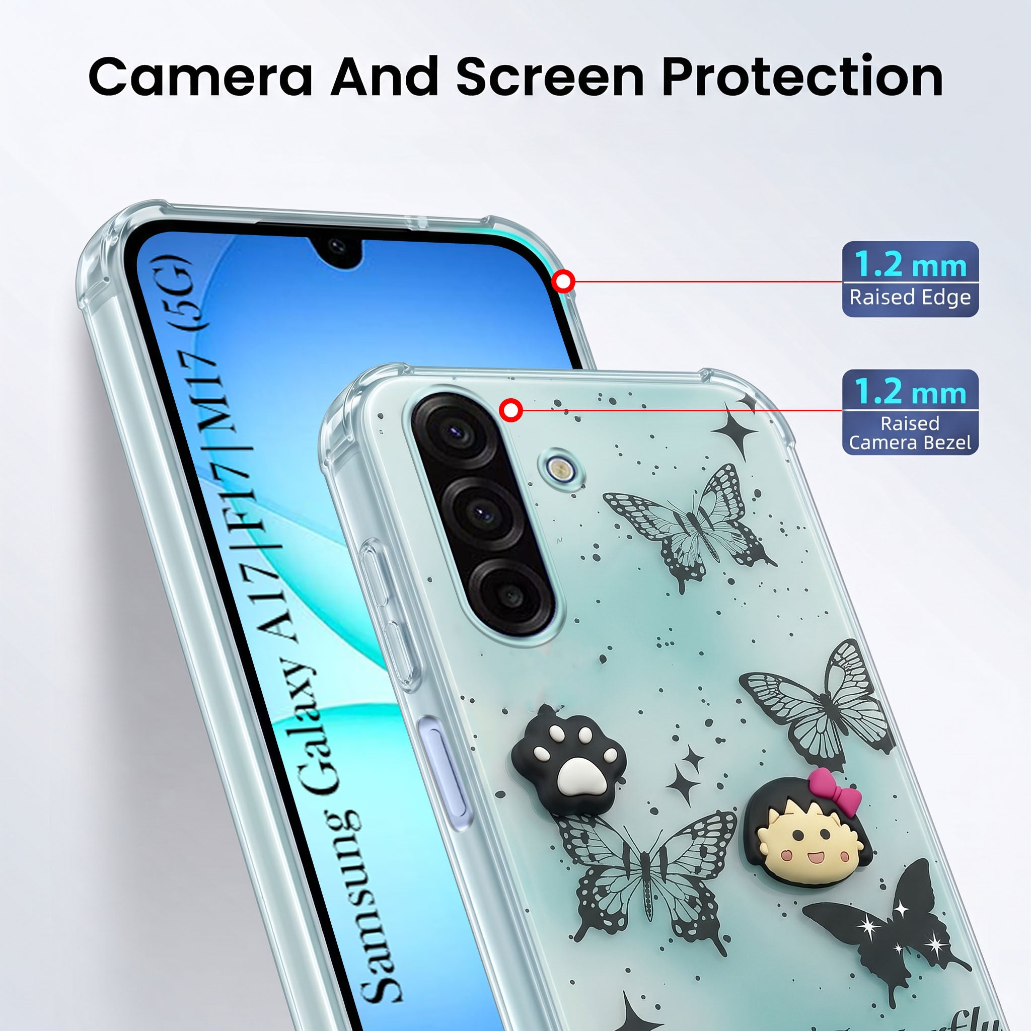 For Samsung Galaxy A17 | Samsung F17 | Samsung M17 5G Back Cover Case (3D Cute Cartoons | Hard Back Side Soft | Matte Premium Finish | HD Printing)