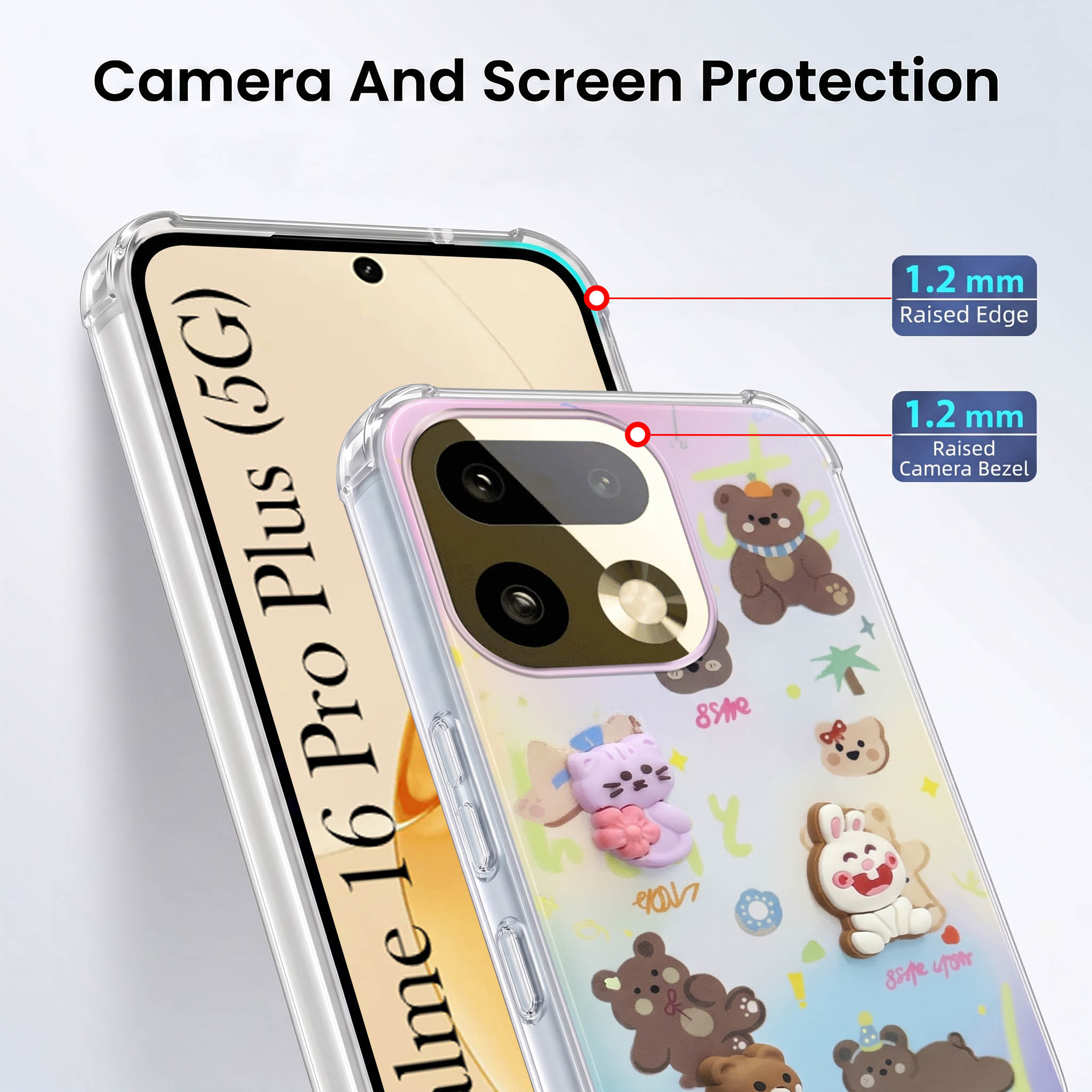 For Realme 16 Pro Plus 5G Back Cover Case (3D Cute Cartoons | Hard Back Side Soft | Matte Premium Finish | HD Printing)