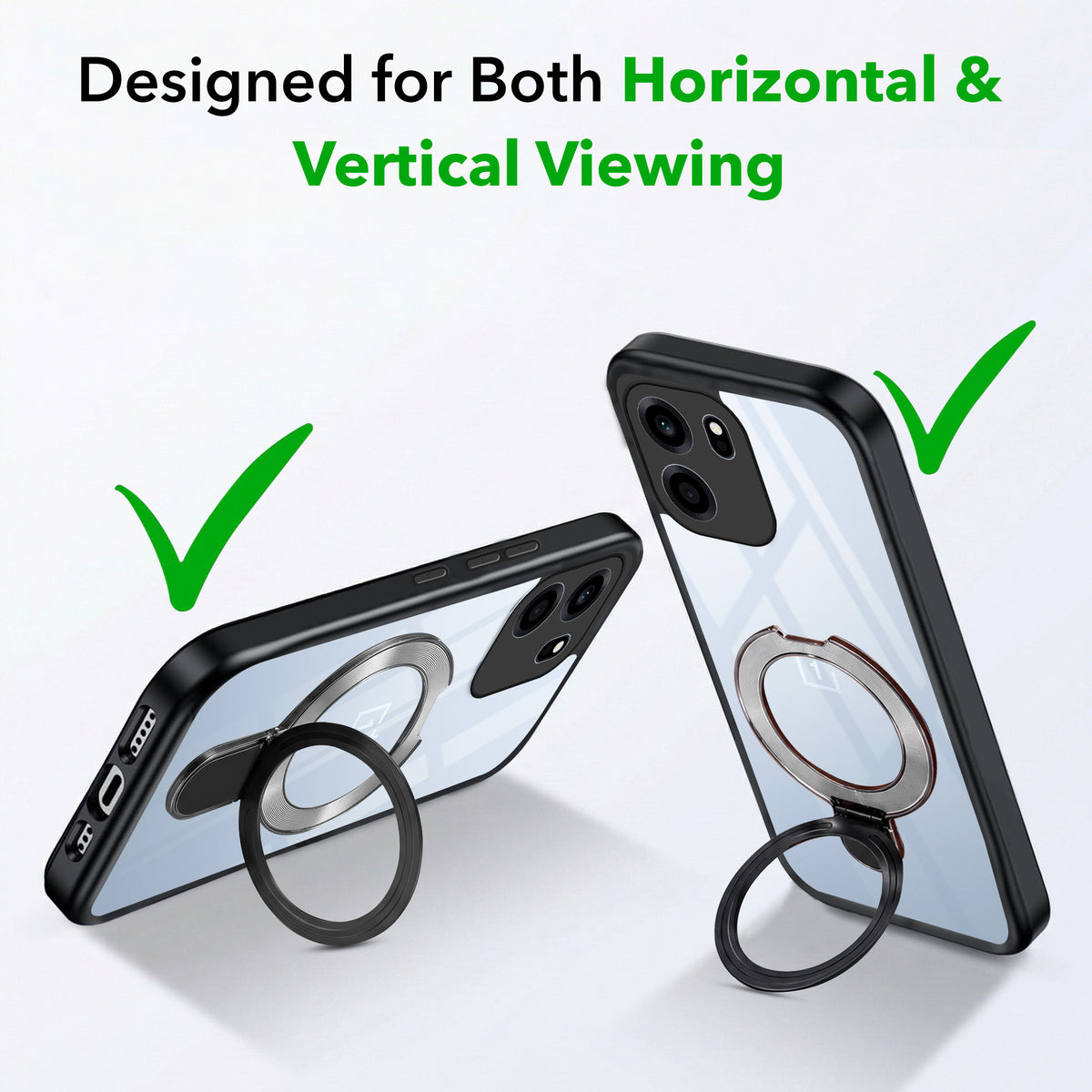 For Oneplus Nord CE 6 Back Cover Case (Kick Stand Ring Holder | Life time Anti Yellow | Camera Protection)